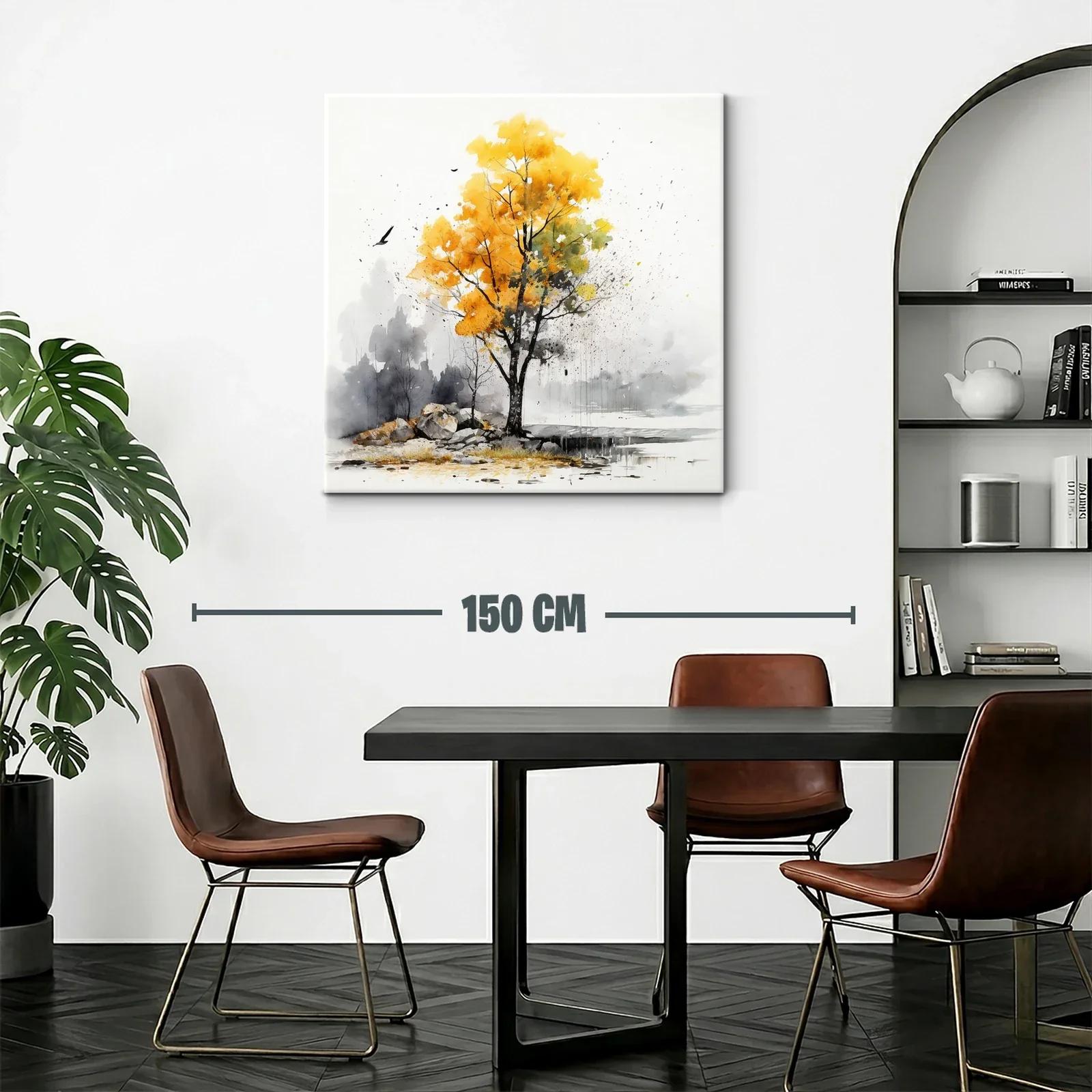 Árbol otoñal con tonalidades doradas y grises suaves — miniatura 2