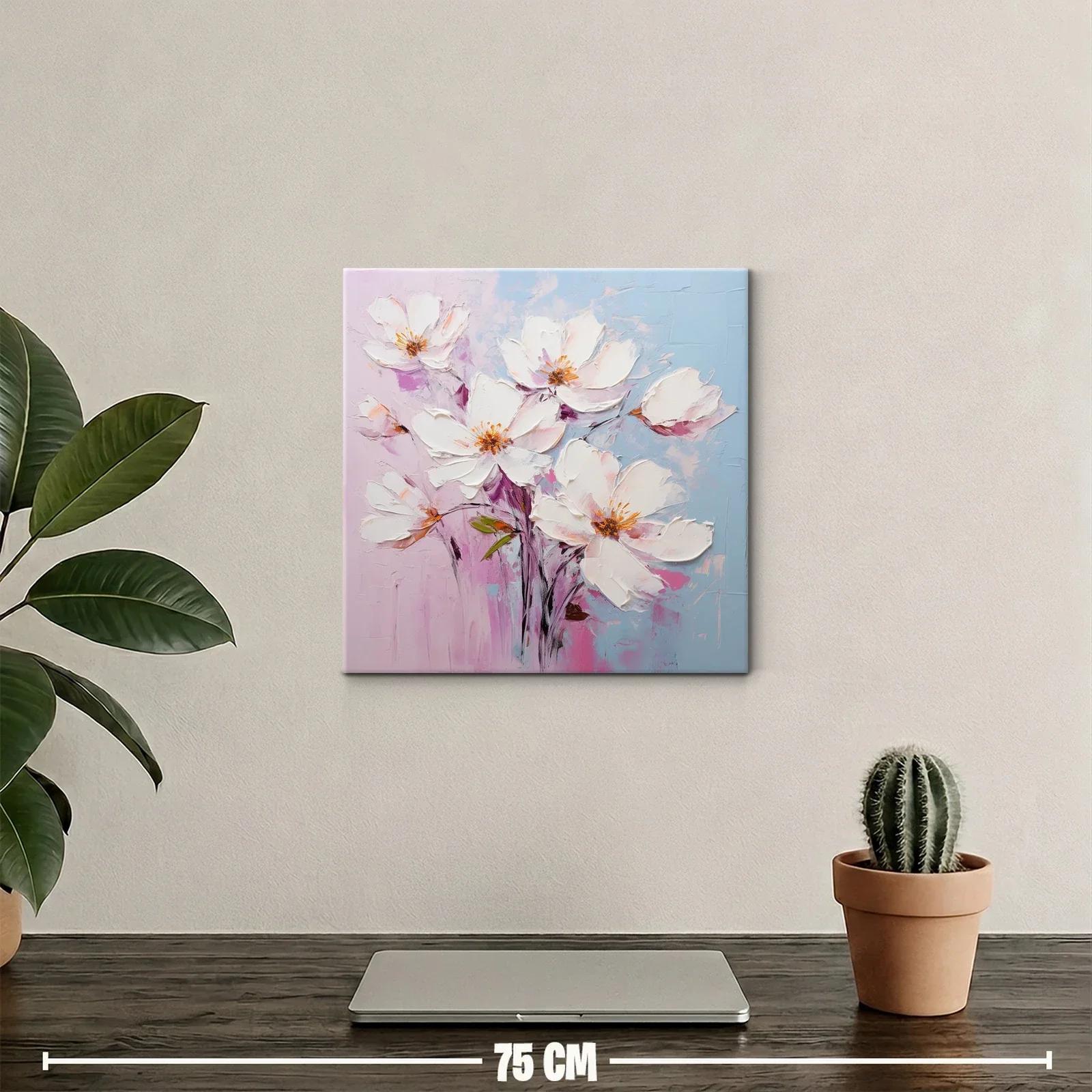 Cuadro de flores blancas sobre fondo pastel suave — miniatura 2