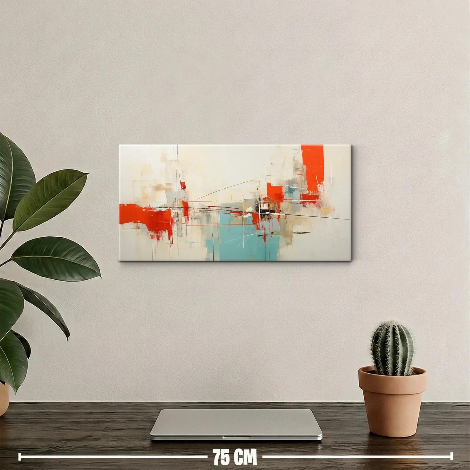 Cuadro composición abstracta geométrica con líneas cruzadas — miniatura 2