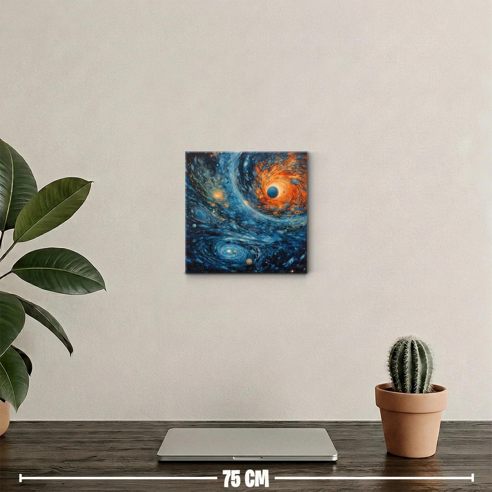 Cuadro Cósmico con Galaxias y Planetas en Movimiento — miniatura 2