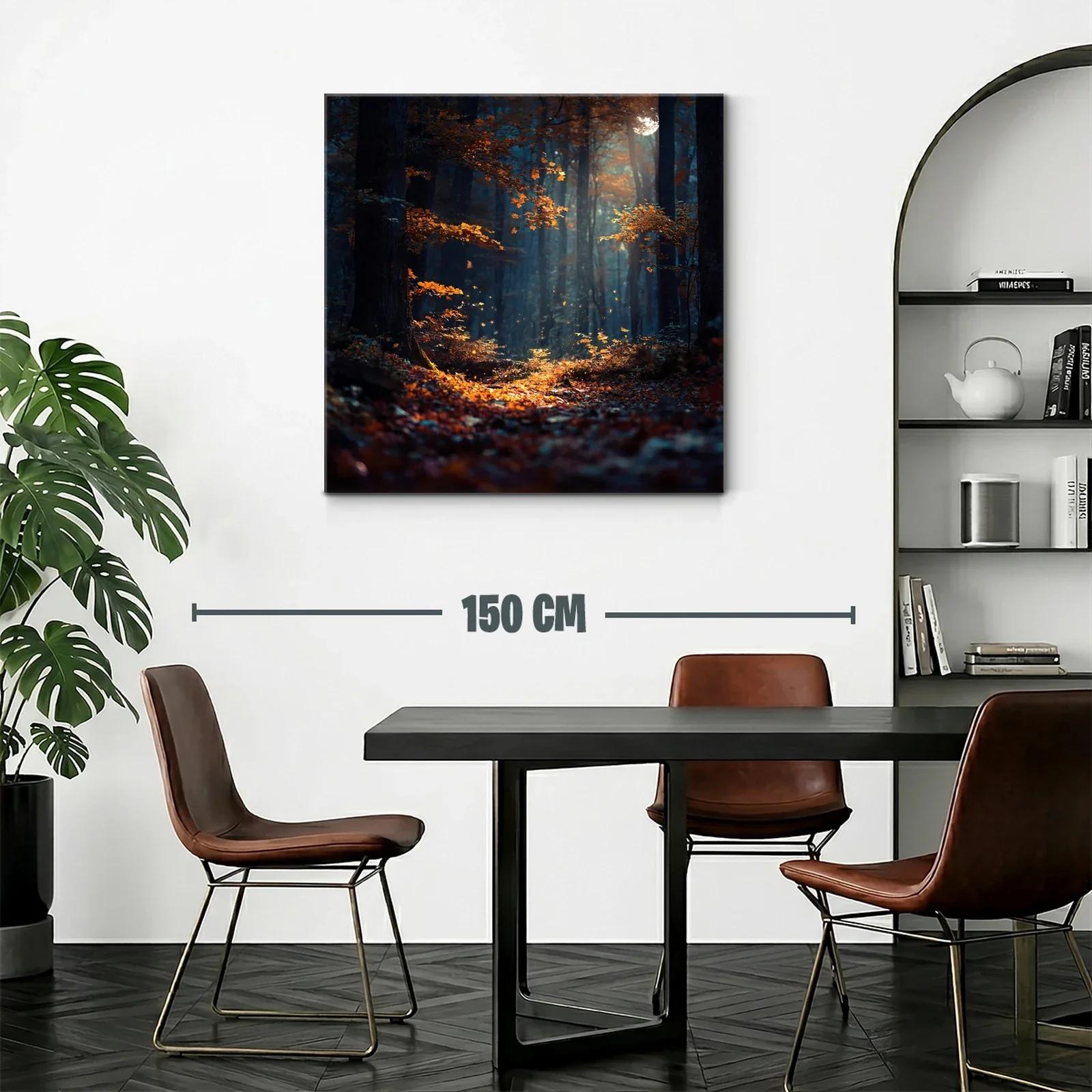 Bosque mágico iluminado entre sombras y hojas otoñales — miniatura 2