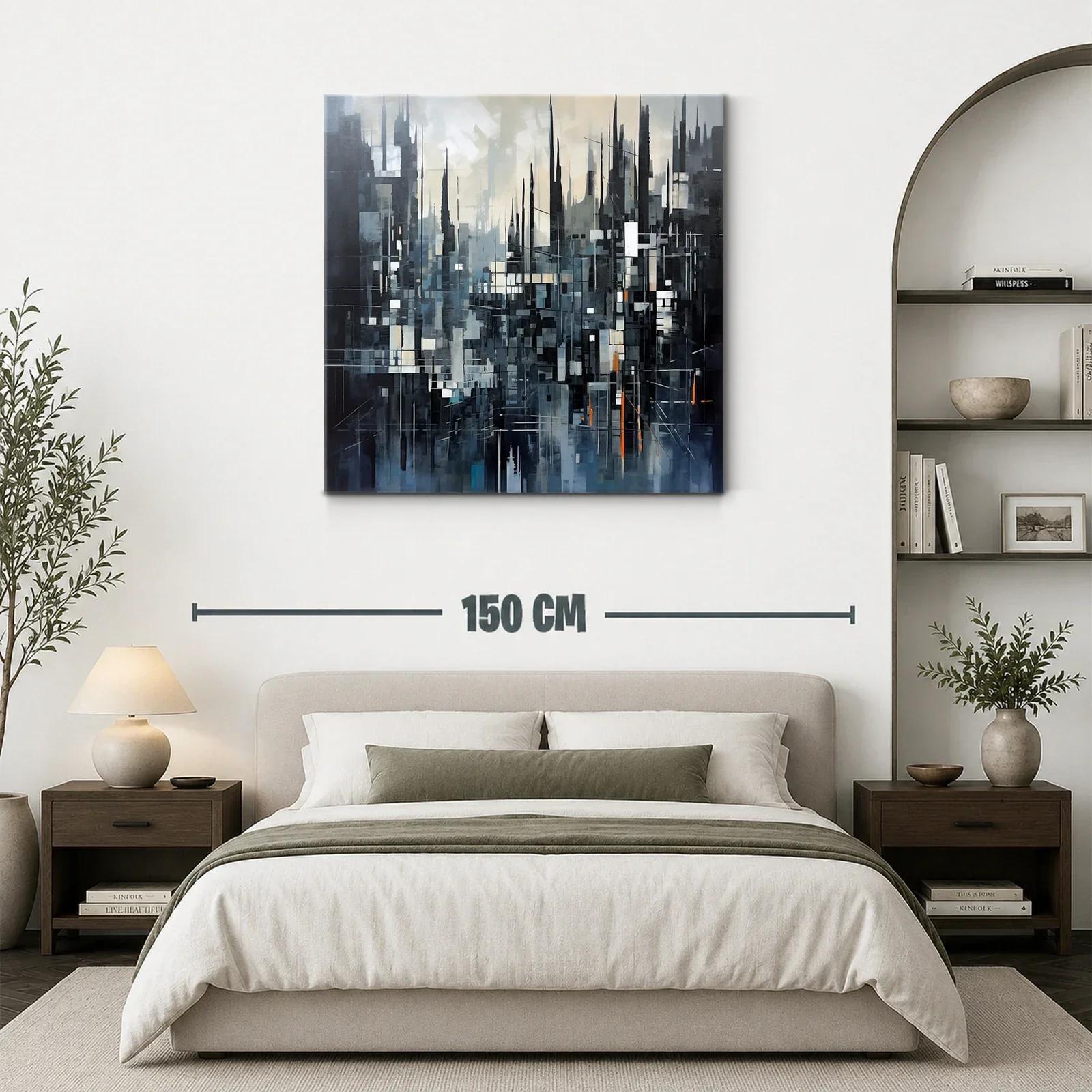 Composición abstracta urbana en tonos fríos y toques cálidos — miniatura 3