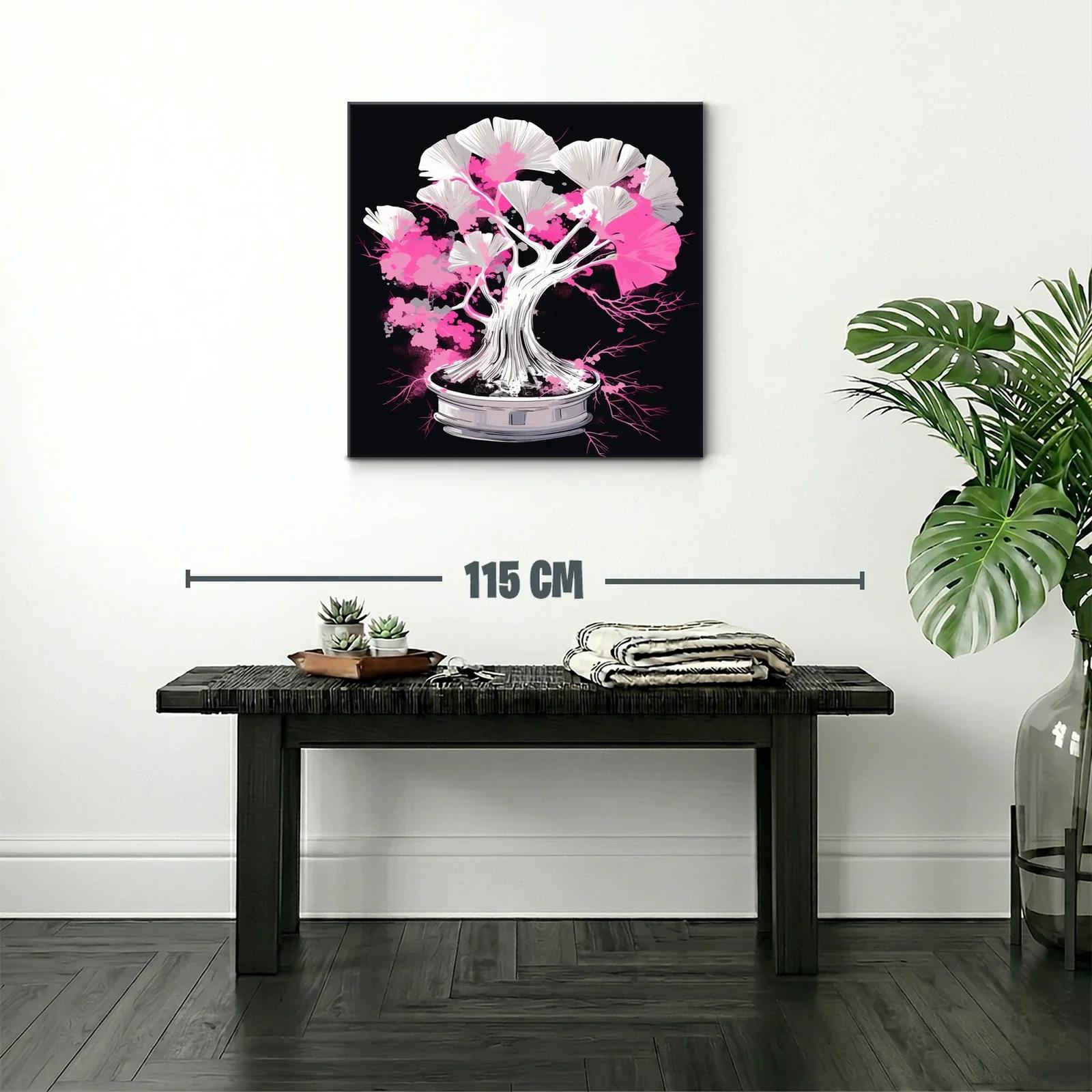 Cuadro Árbol Bonsái con Tonos Rosados y Blancos Vibrantes — miniatura 2