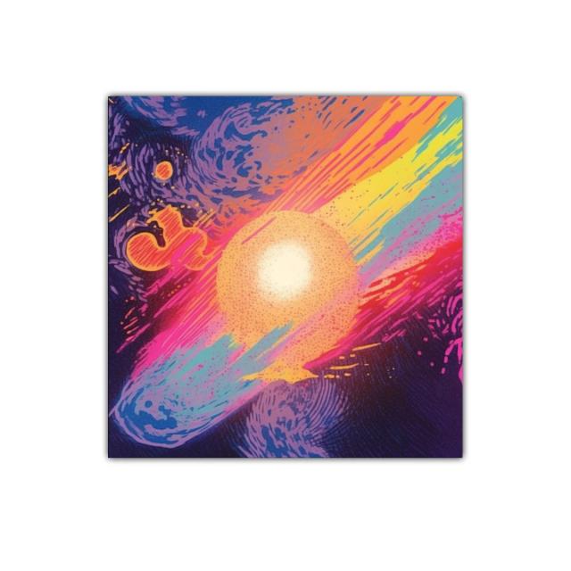 Cuadro cósmico con explosión de colores vibrantes