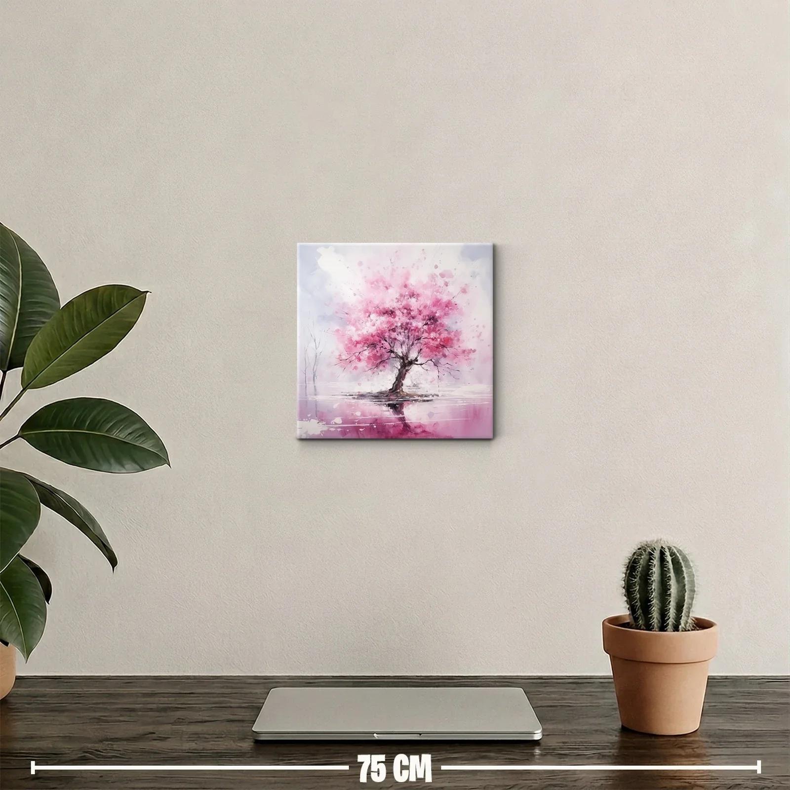 Árbol con vibrante floración en tonos rosas y reflejo — miniatura 2