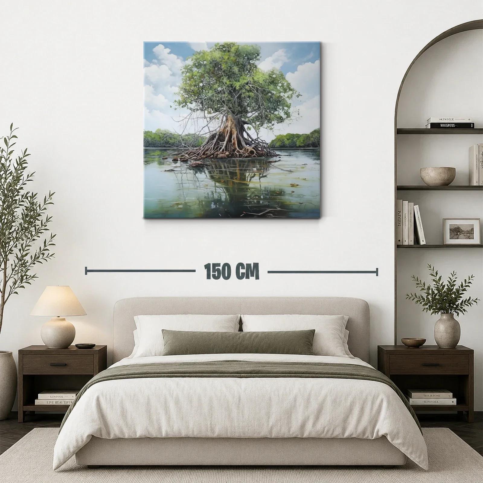 Árbol solitario con raíces expuestas en aguas tranquilas — miniatura 3