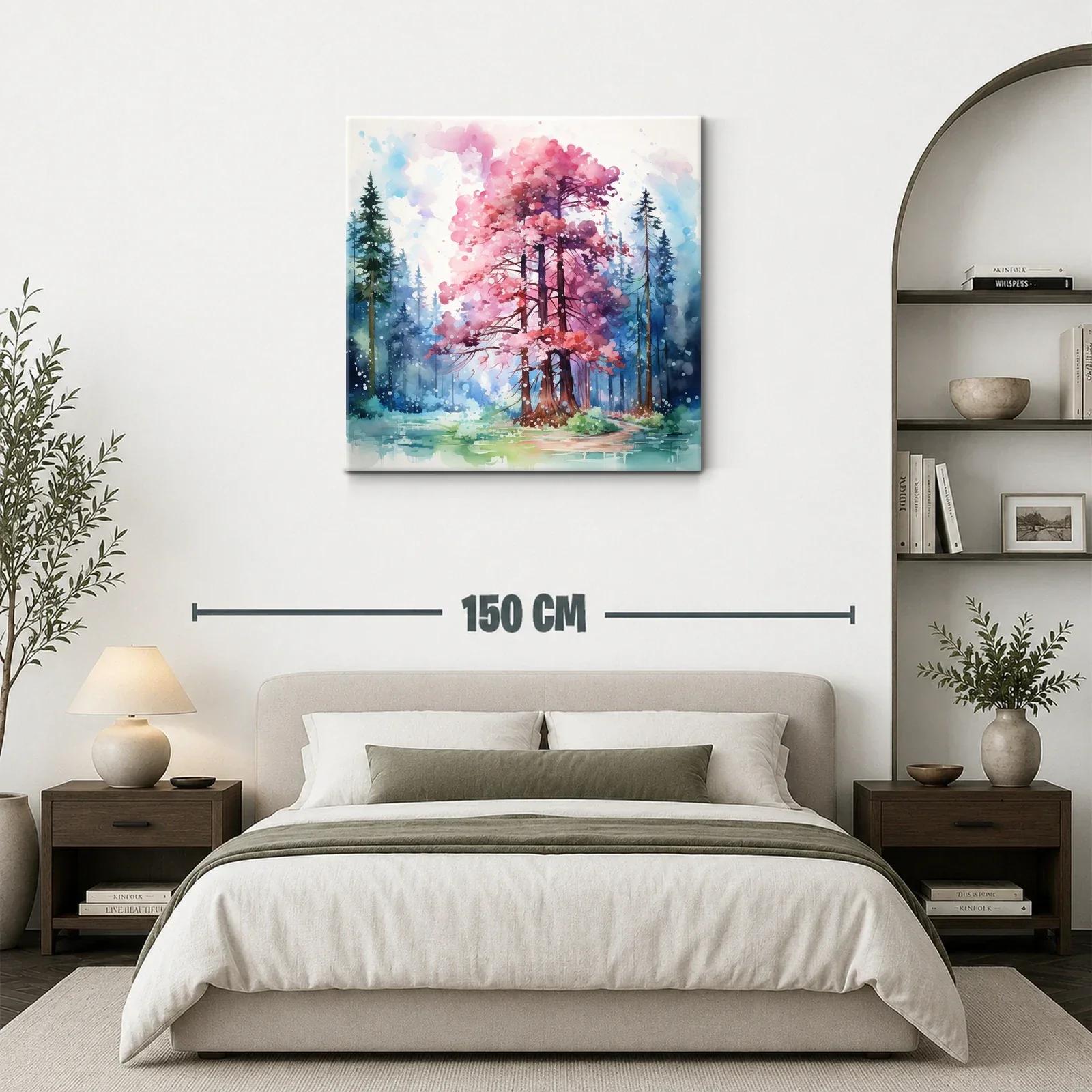 Bosque encantado con árboles en tonos rosas y azules — miniatura 3