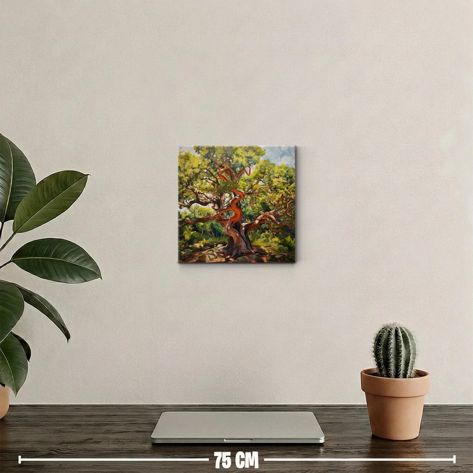 Árbol con ramas sinuosas y follaje exuberante en tonos verdes — miniatura 2