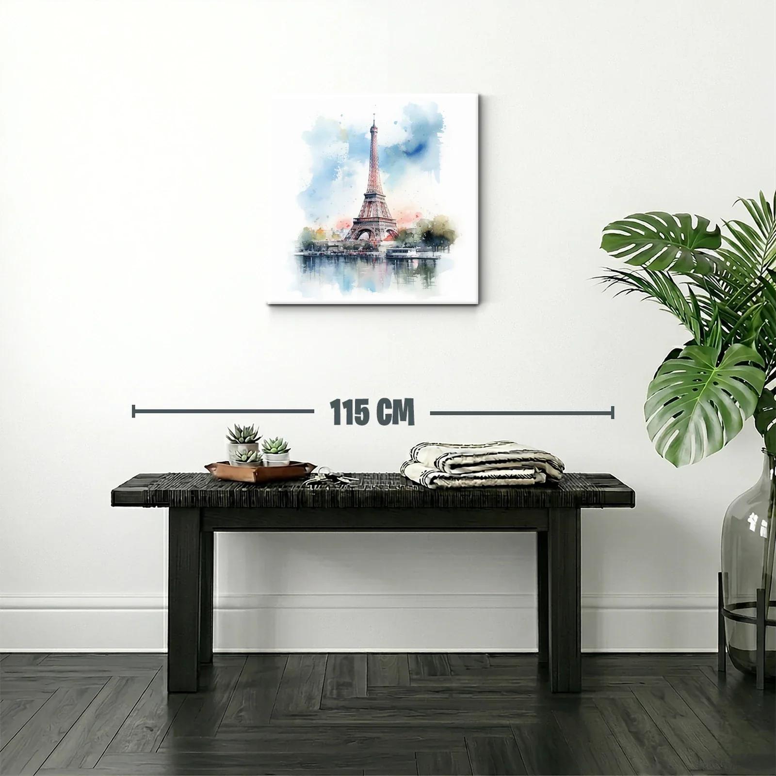 Eiffel Tower en acuarela con tonos suaves y vibrantes — miniatura 2