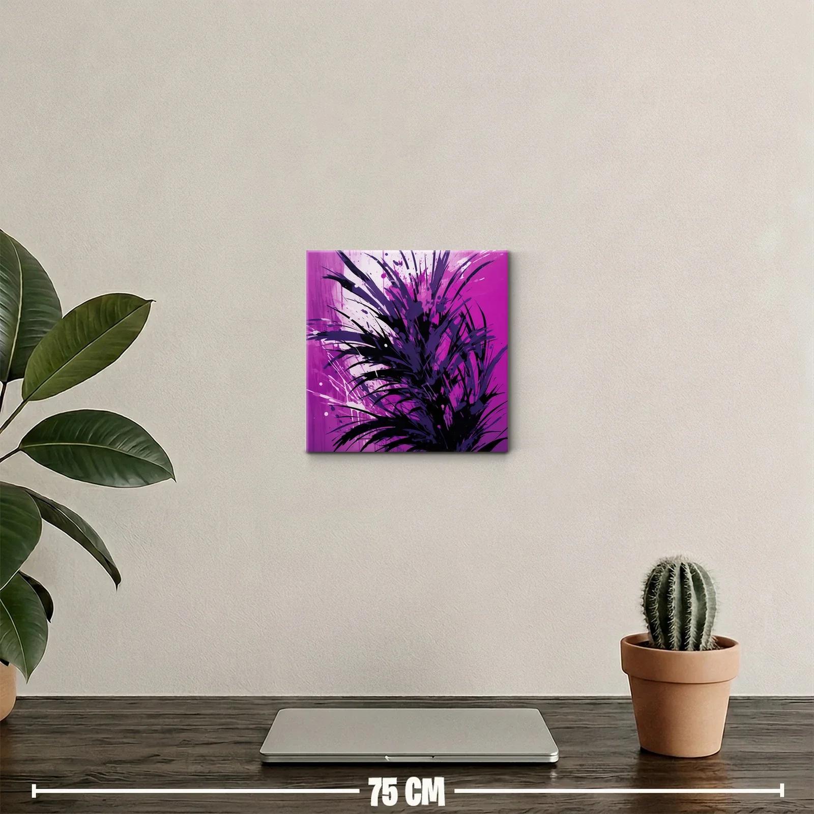 Cuadro abstracto con explosión de tonos morados y negros — miniatura 2