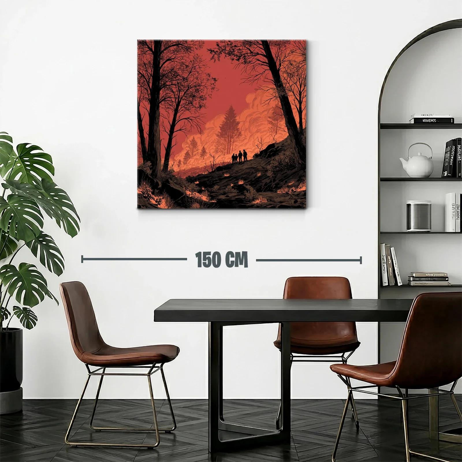 Atardecer intenso con siluetas entre árboles en llamas — miniatura 2