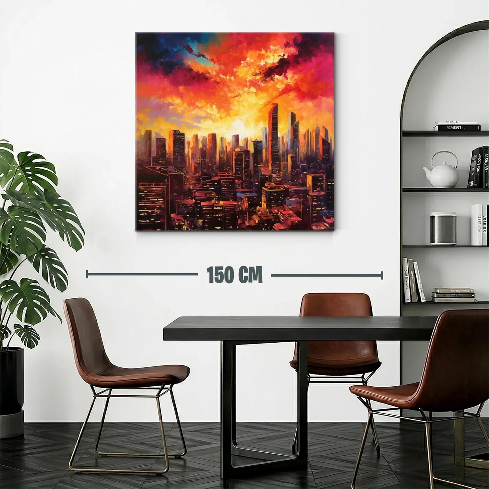Atardecer urbano vibrante con rascacielos iluminados — miniatura 2