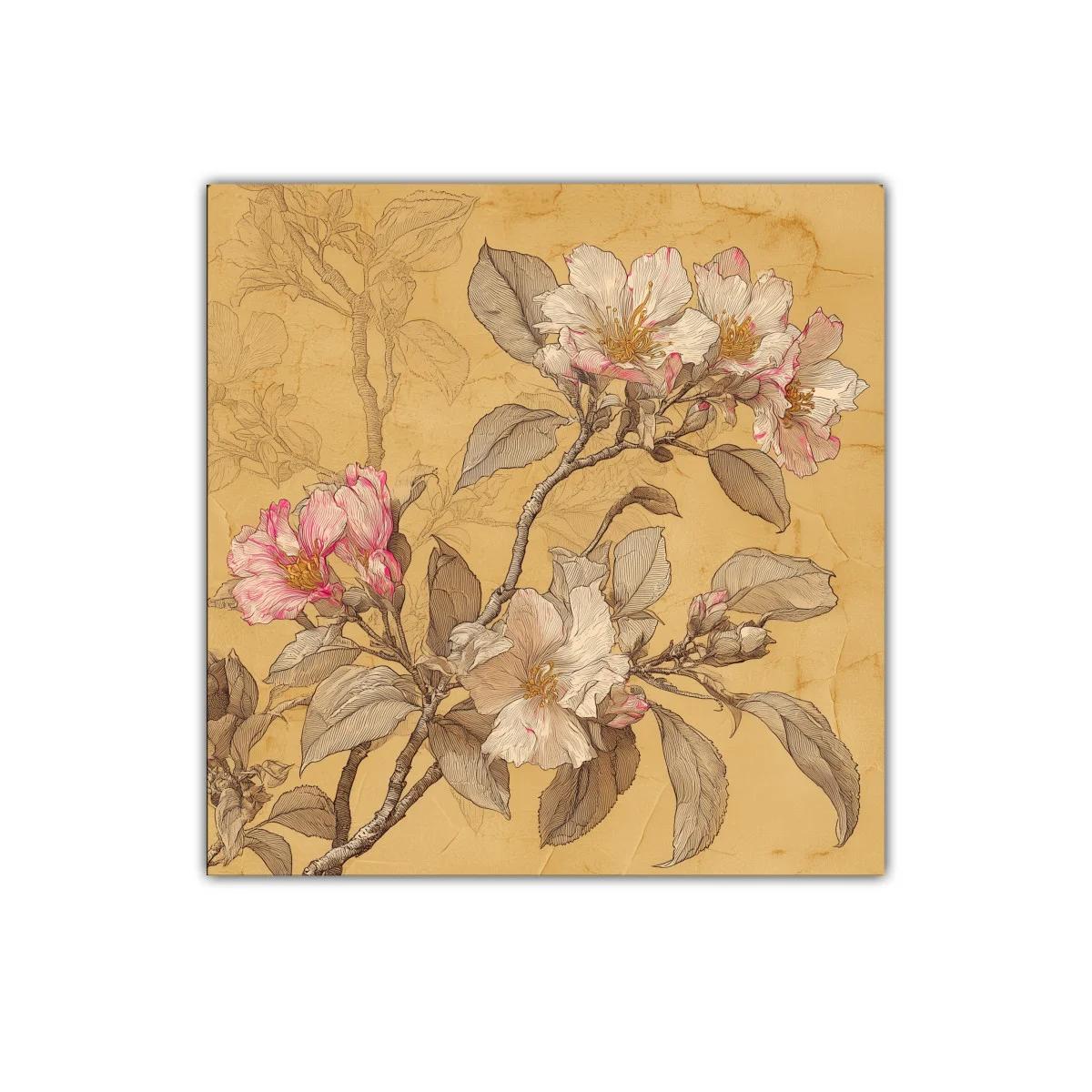 Cuadro floral vintage con delicadas flores blancas y toques rosas — imagen principal