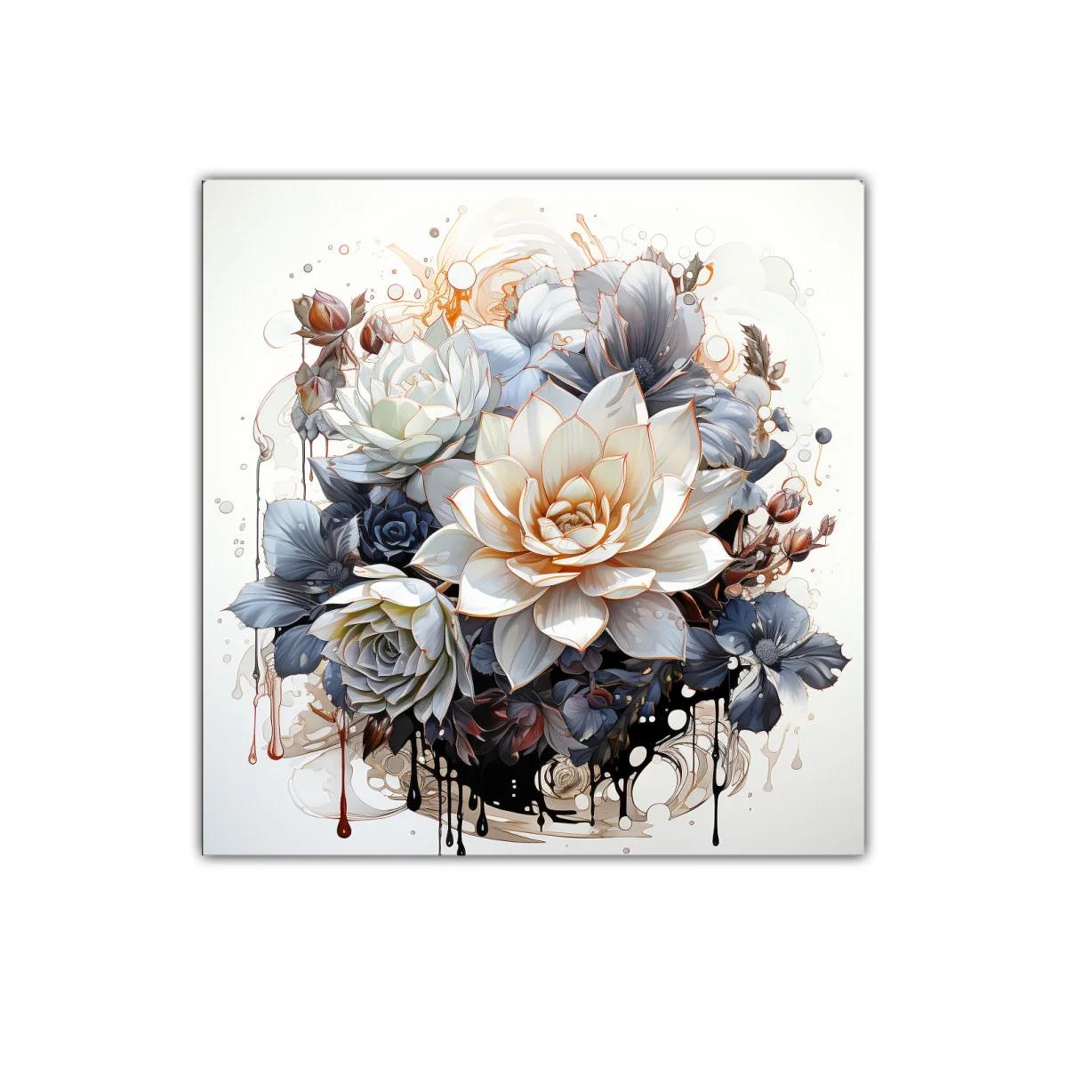 Composición floral elegante con tonos neutros y destellos dorados — imagen principal