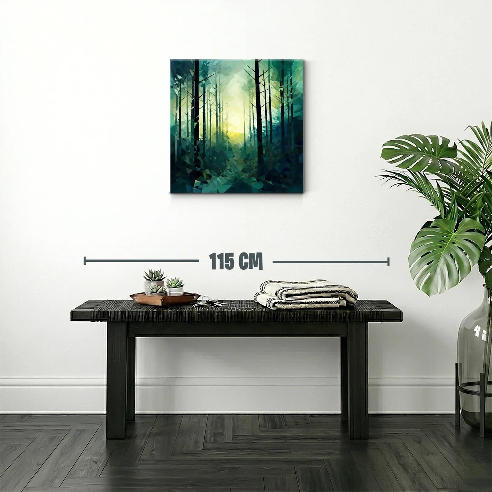 Bosque abstracto con tonos verdes y luz central — miniatura 2
