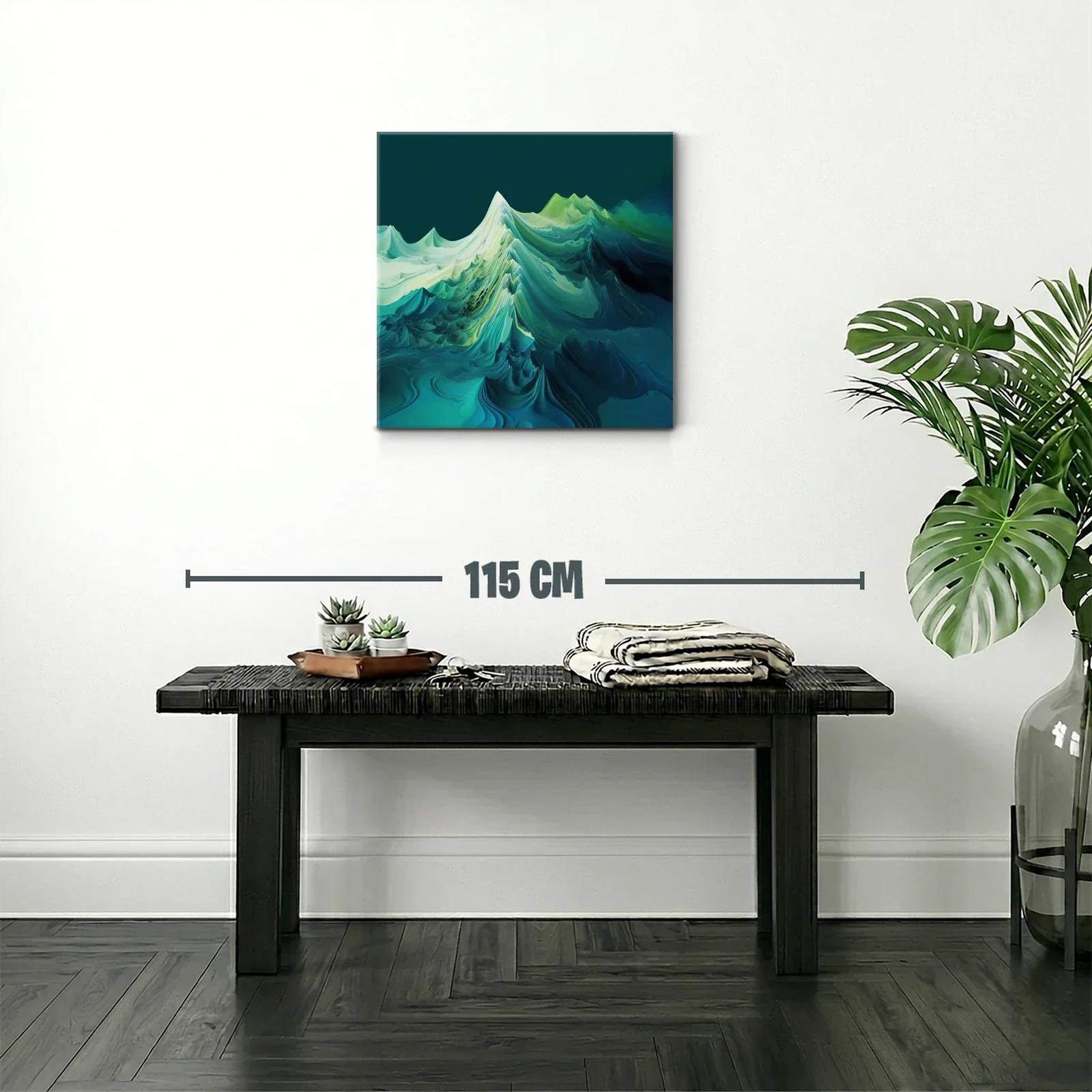 Paisaje abstracto en tonos verdes y azules profundos — miniatura 2