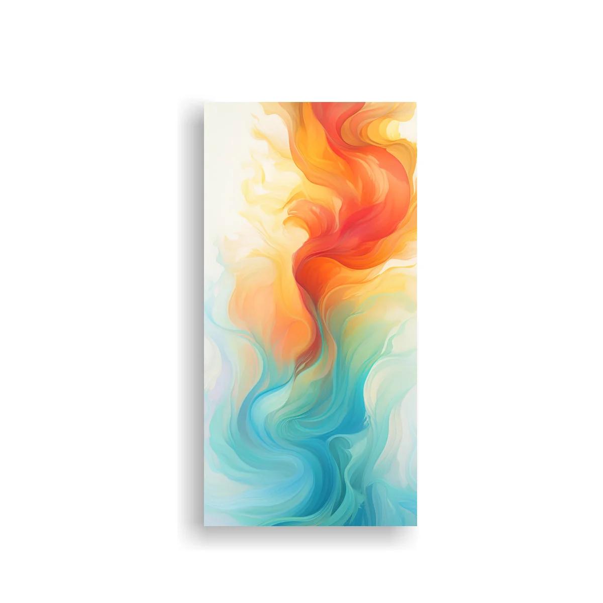 Cuadro formas fluidas abstractas en coral y turquesa