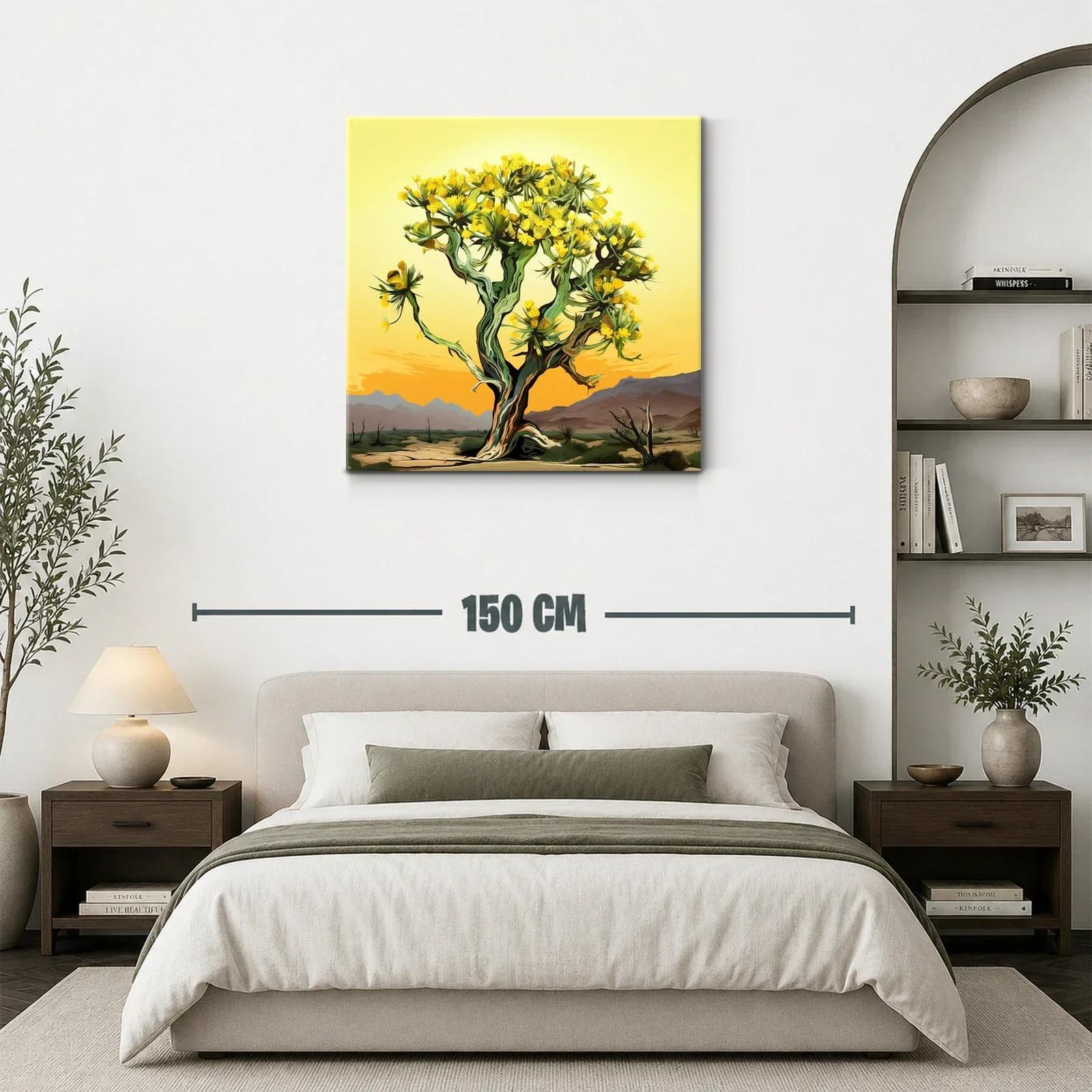 Árbol con flores amarillas en paisaje desértico al atardecer — miniatura 3