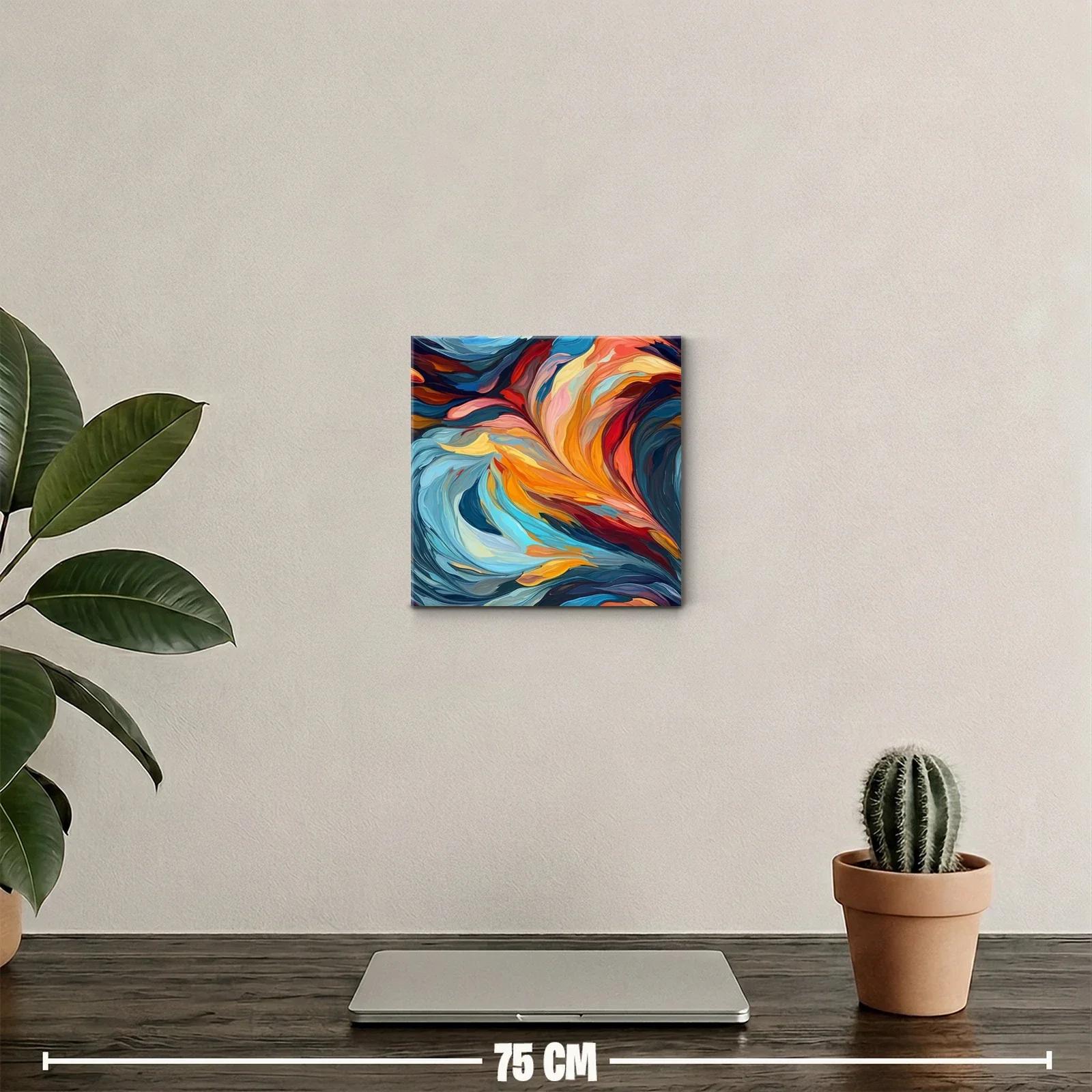 Cuadro decorativo con vibrantes formas fluidas en tonos cálidos y fríos — miniatura 2