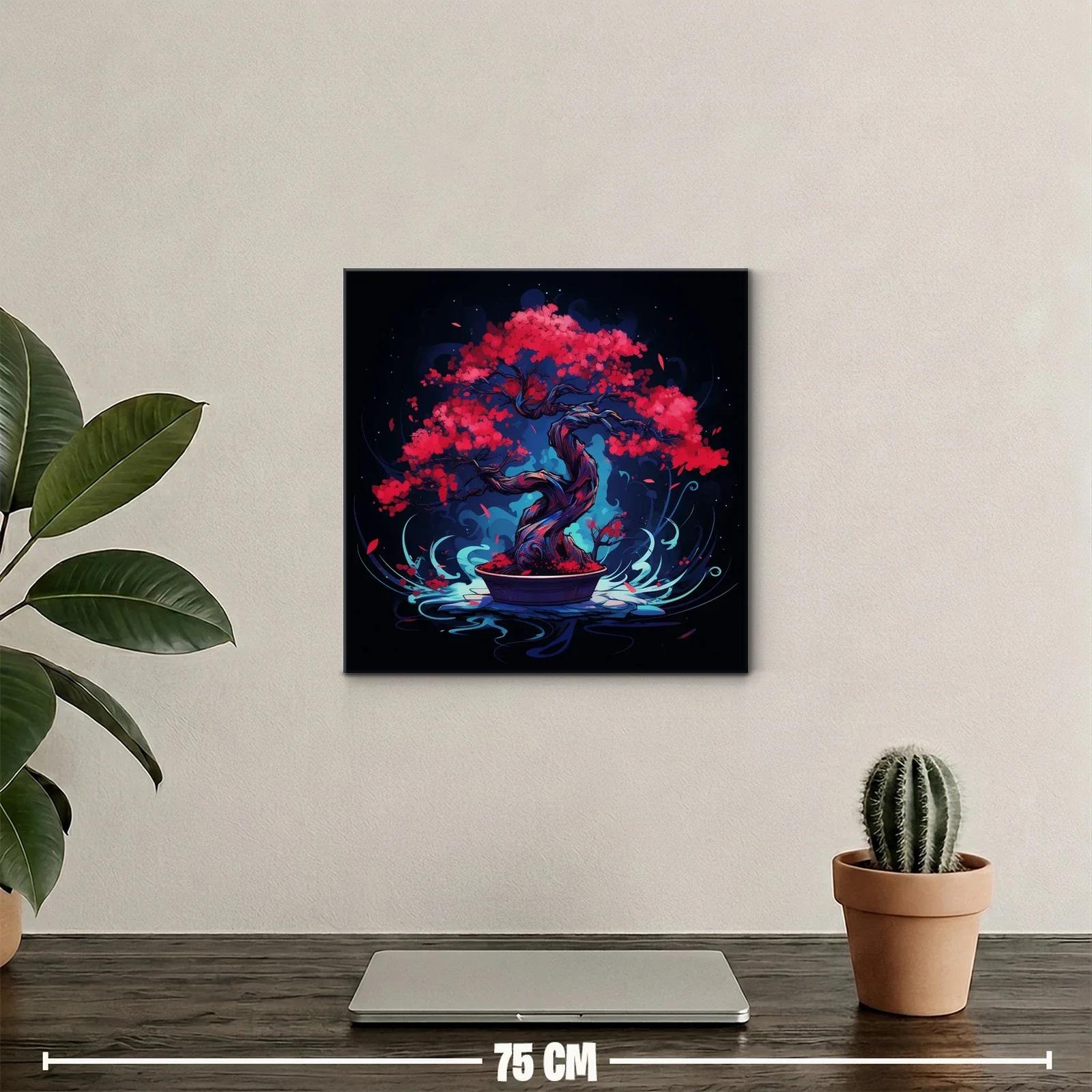 Bonsái vibrante con hojas en tonos rojos intensos — miniatura 2