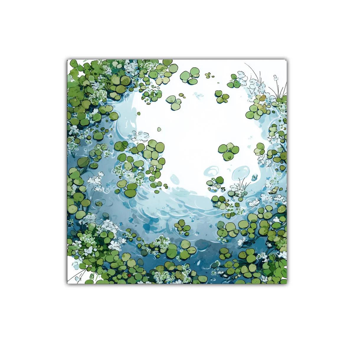 Cuadro decorativo de charca con plantas verdes y agua azul — imagen principal