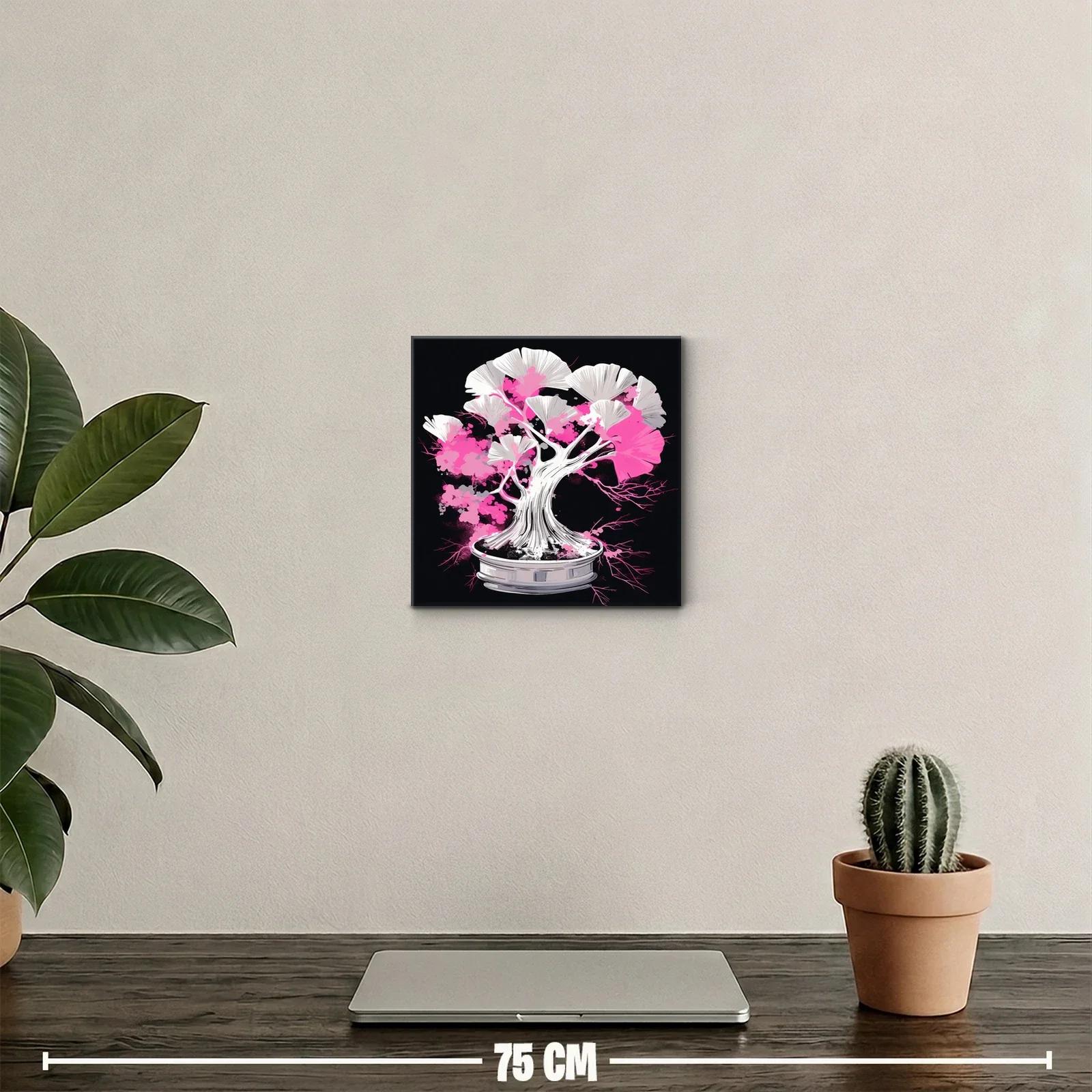 Cuadro Árbol Bonsái con Tonos Rosados y Blancos Vibrantes — miniatura 2