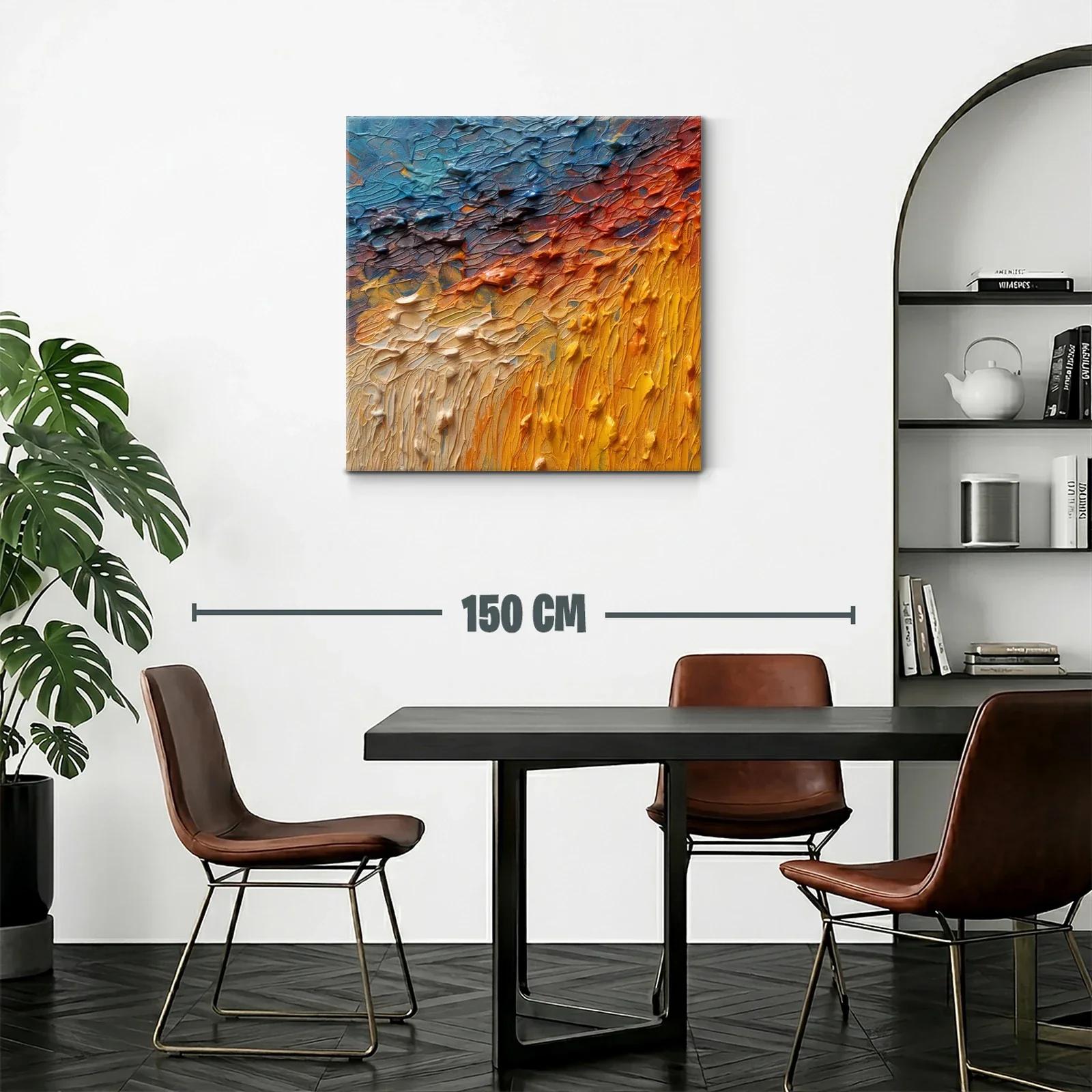 Cuadro Abstracto con Texturas en Tonos Cálidos y Fríos — miniatura 2