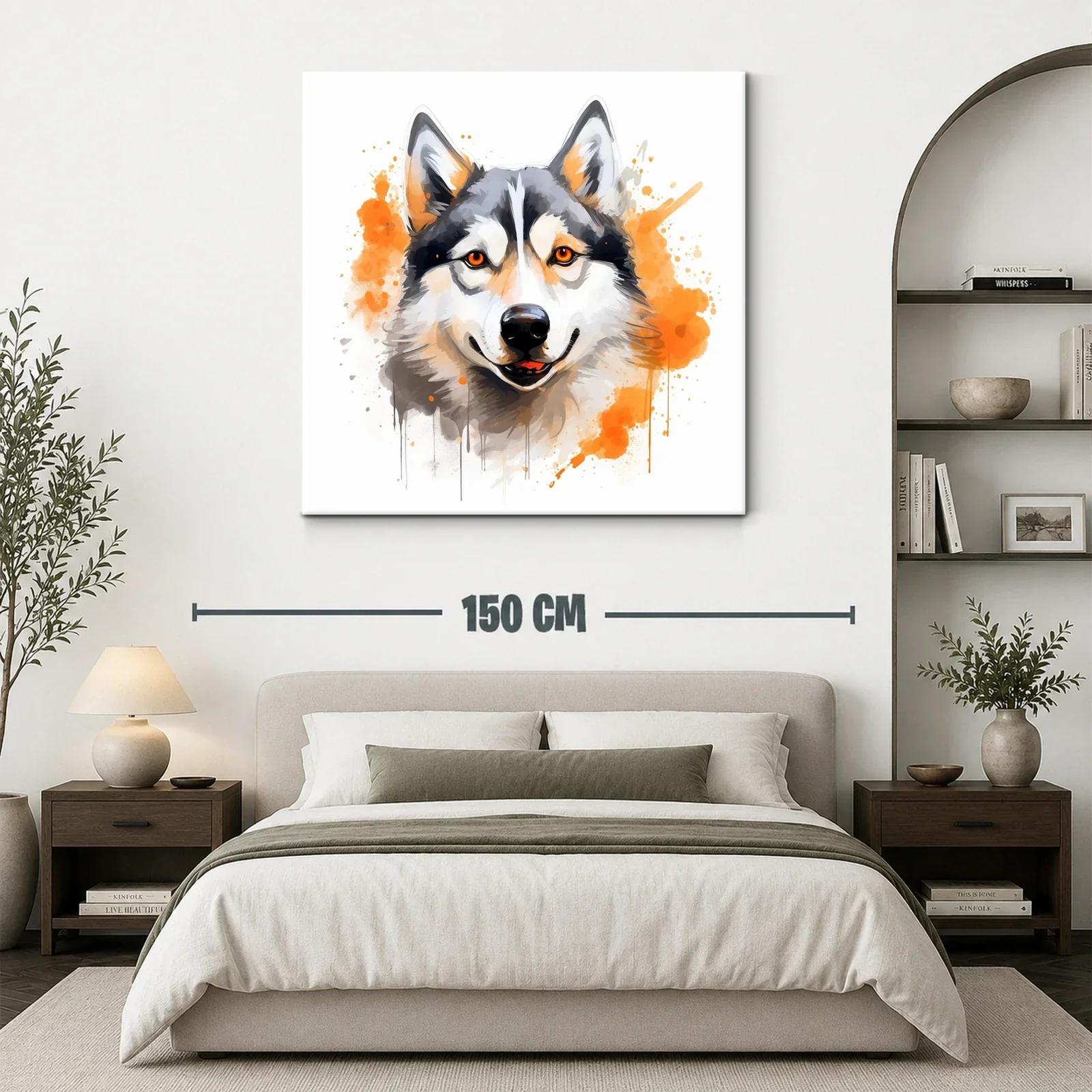 Retrato vibrante de un lobo con toques naranjas — miniatura 3