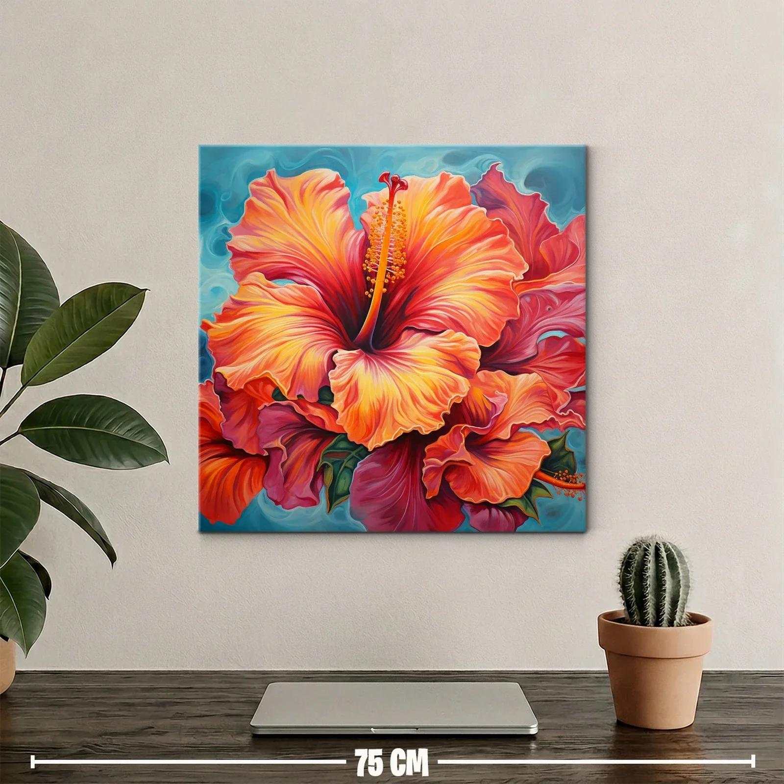 Cuadro vibrante con flor tropical en tonos cálidos — miniatura 2