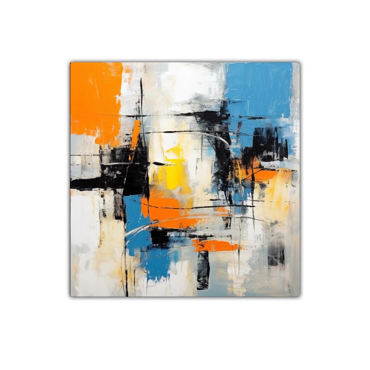 Cuadro abstracto con tonos vibrantes y estructura dinámica — imagen principal