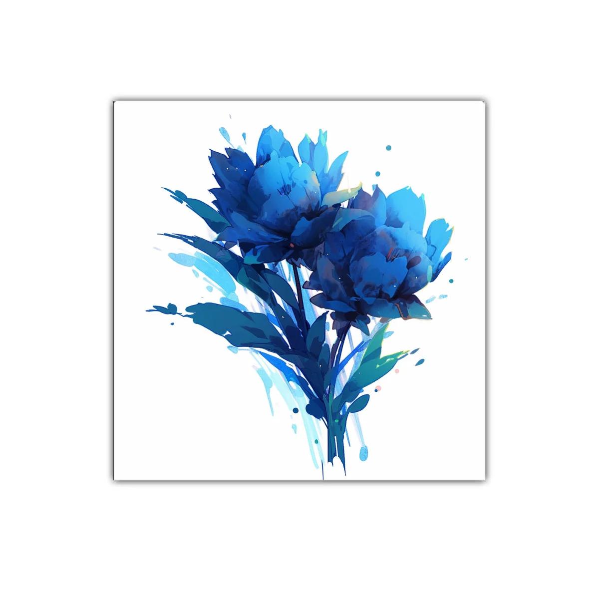 Cuadro decorativo con flores en intenso azul vibrante — imagen principal