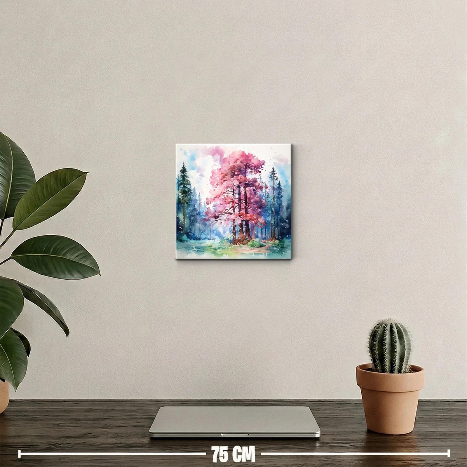 Bosque encantado con árboles en tonos rosas y azules — miniatura 2