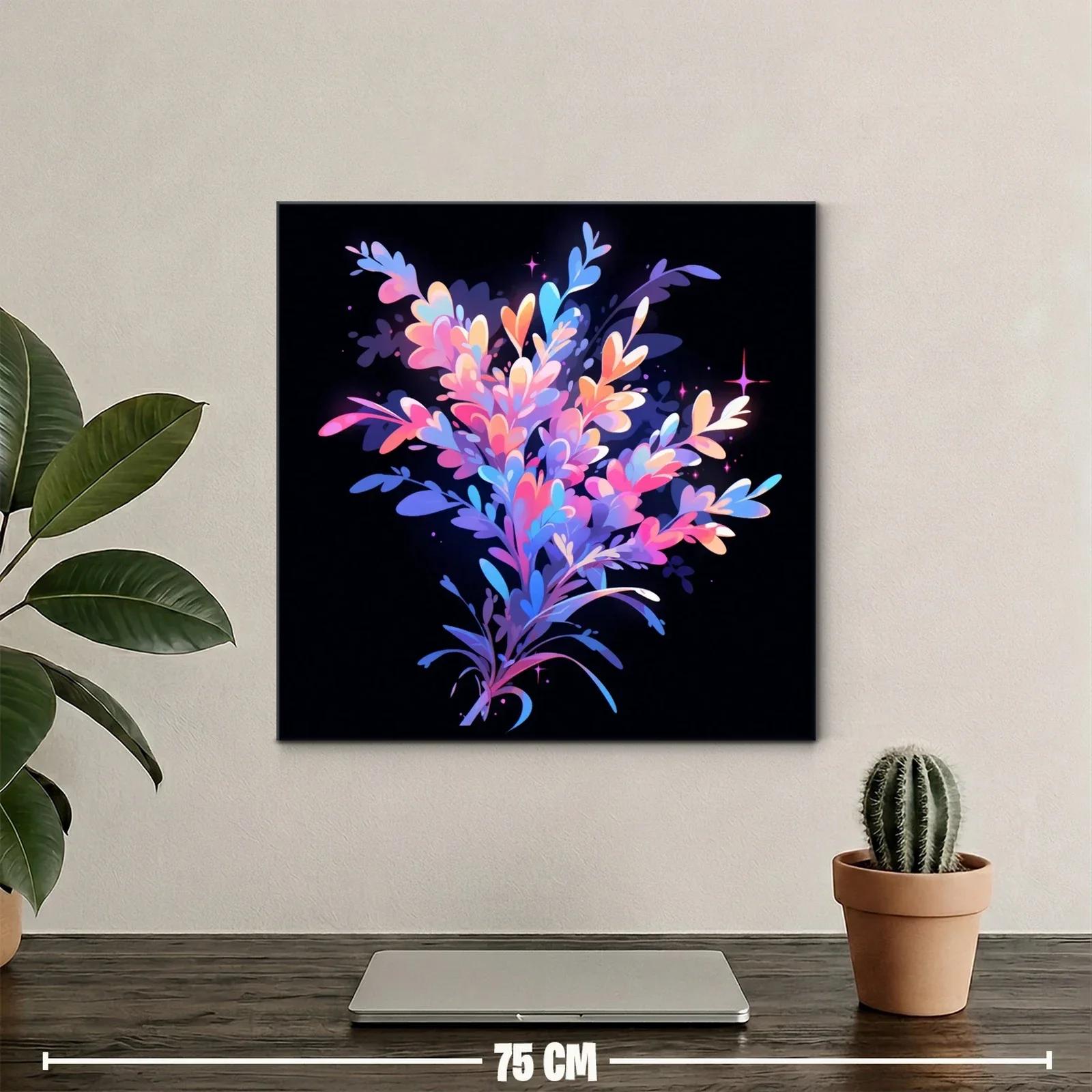 Cuadro abstracto en tonos rosas y azules vibrantes — miniatura 2