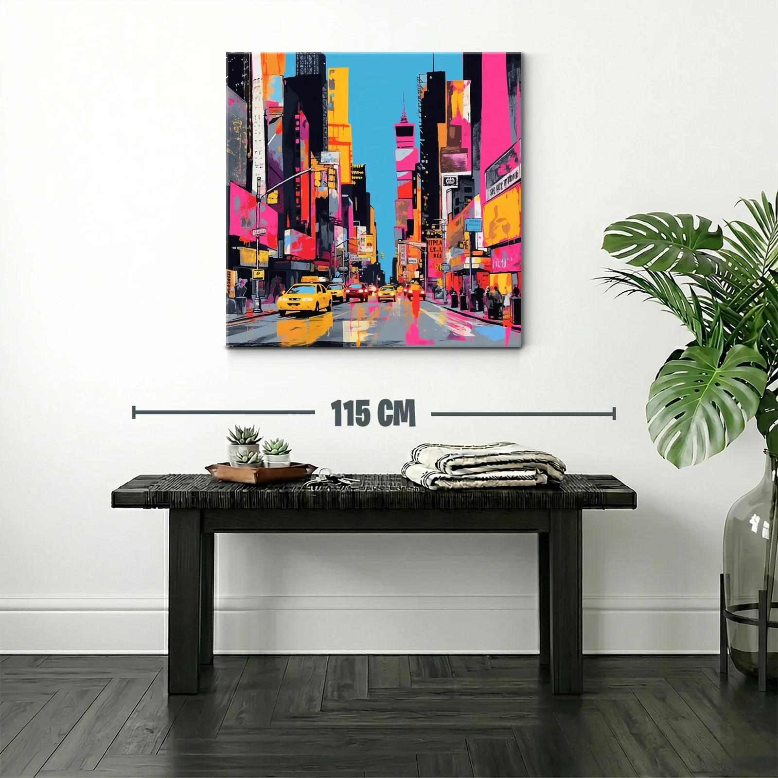 Atardecer urbano con vibrantes luces y taxis amarillos — miniatura 2