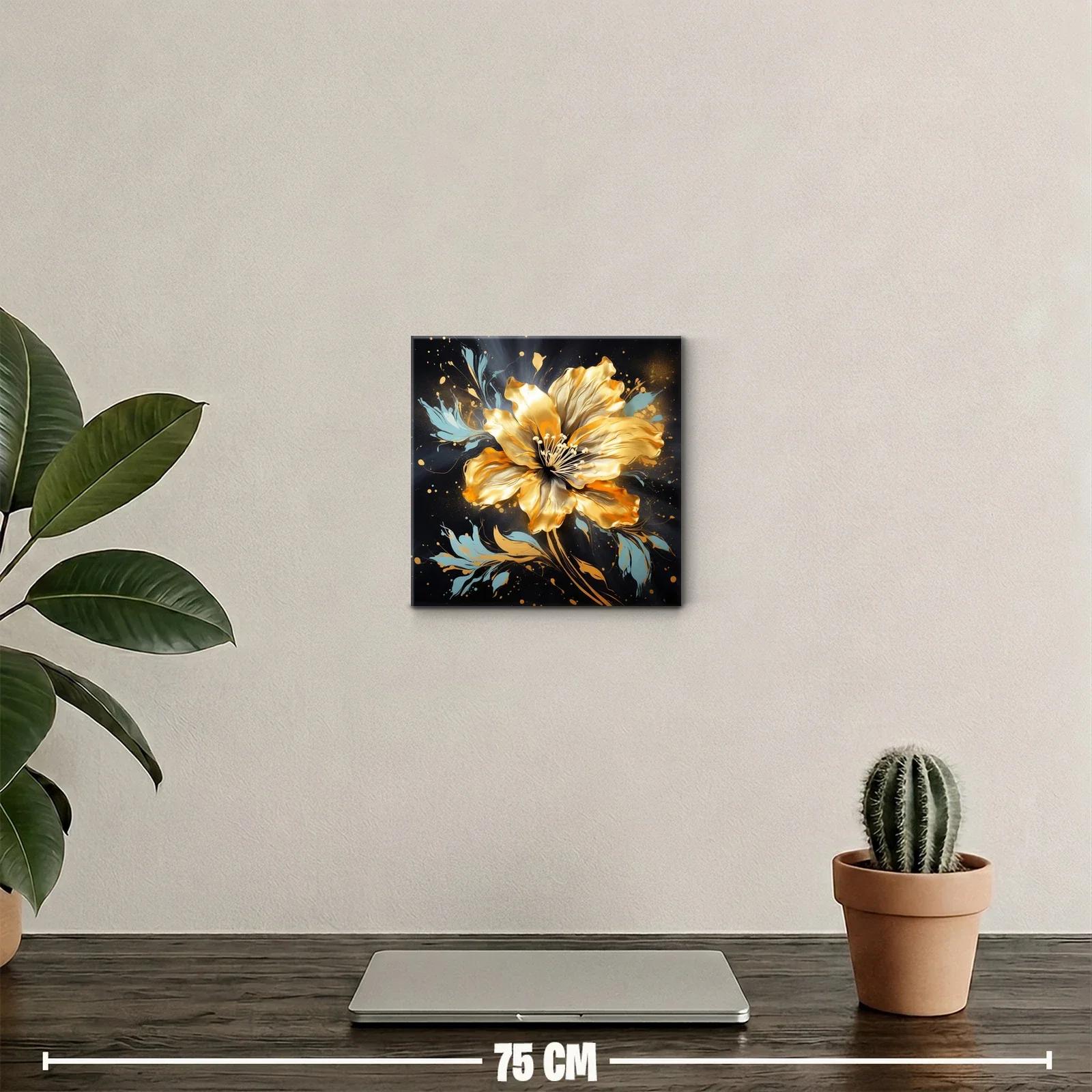 Flor dorada brillante con detalles en azul suave — miniatura 2