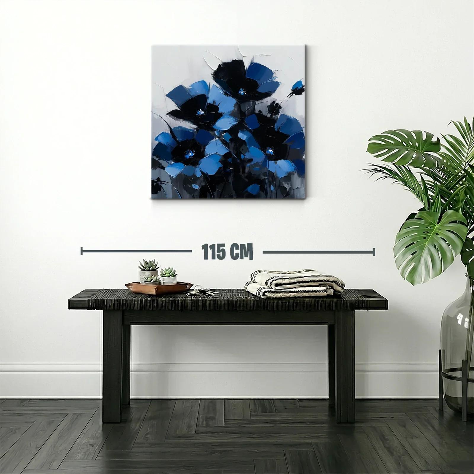 Cuadro floral en intensos tonos azul y negro — miniatura 2