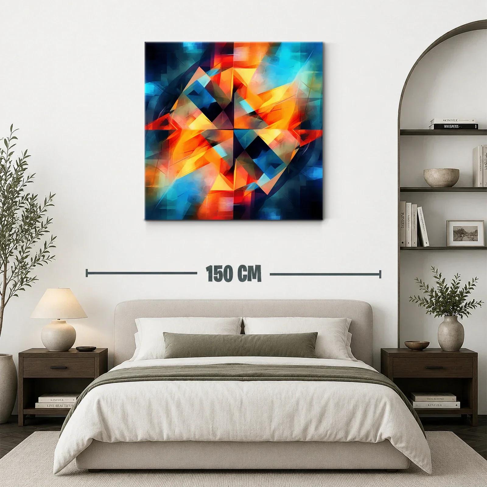 Cuadro abstracto con vibrantes tonos cálidos y fríos — miniatura 3