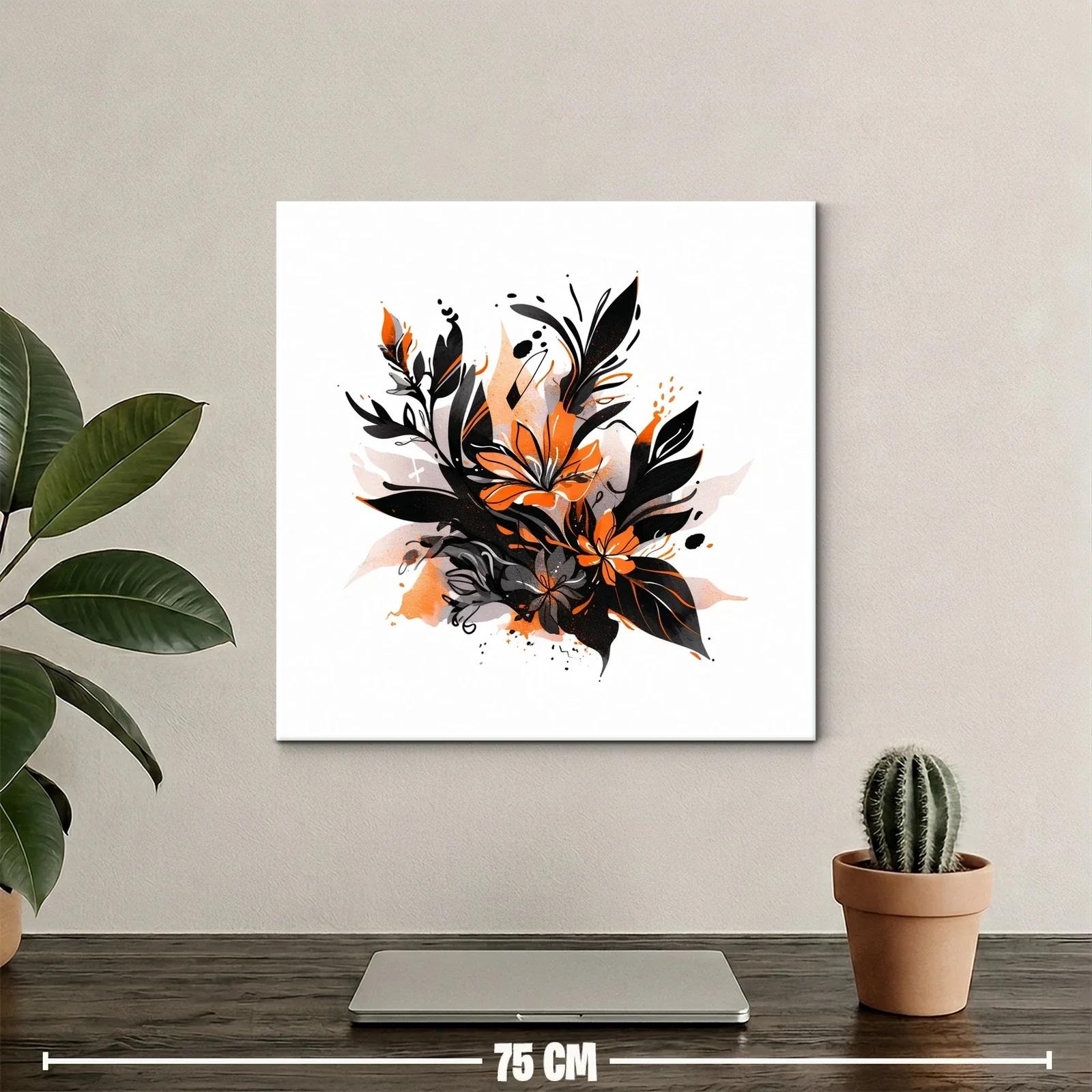 Composición floral en tonos negro y naranja vibrante — miniatura 2