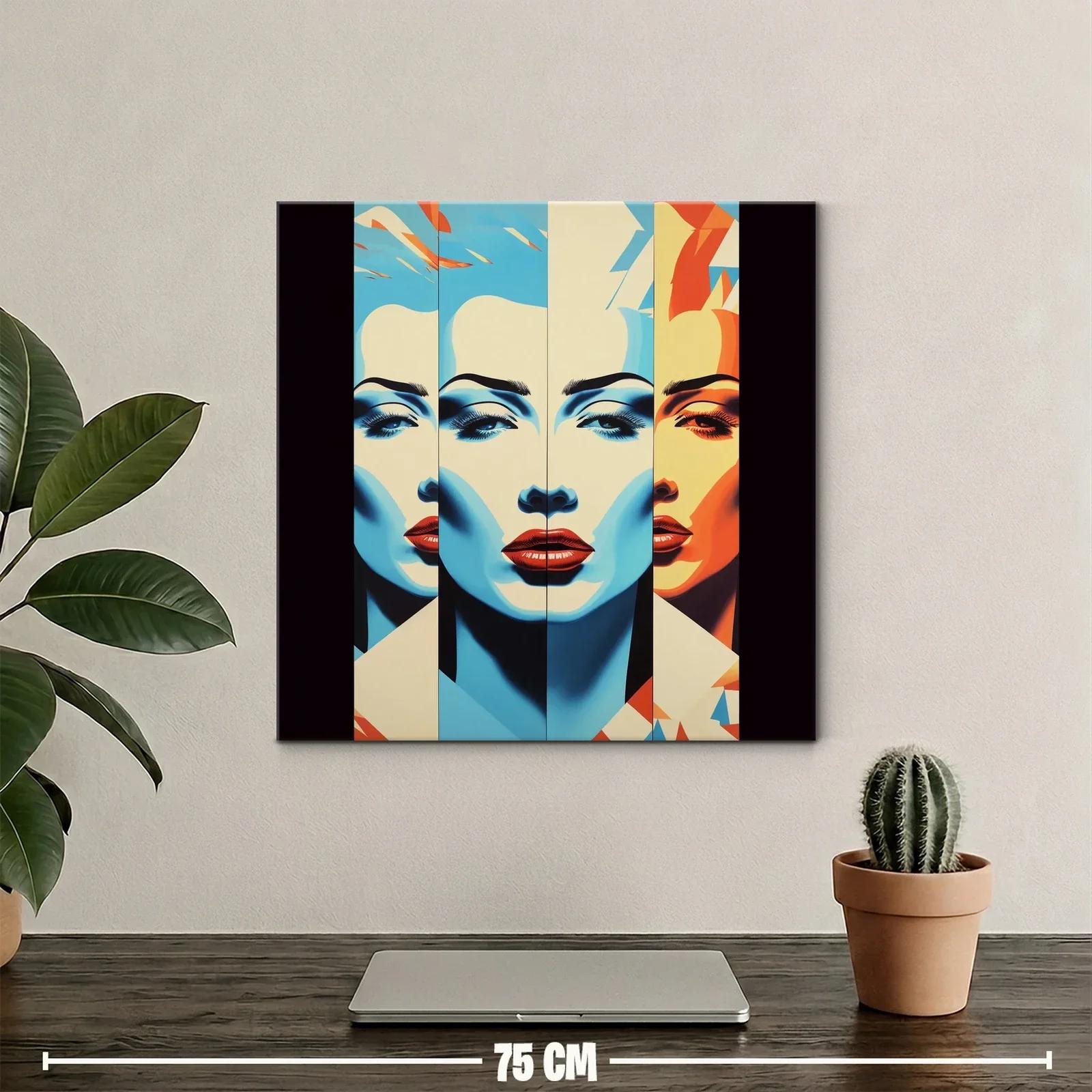 Retrato femenino vibrante en tonos cálidos y azules contrastantes — miniatura 2