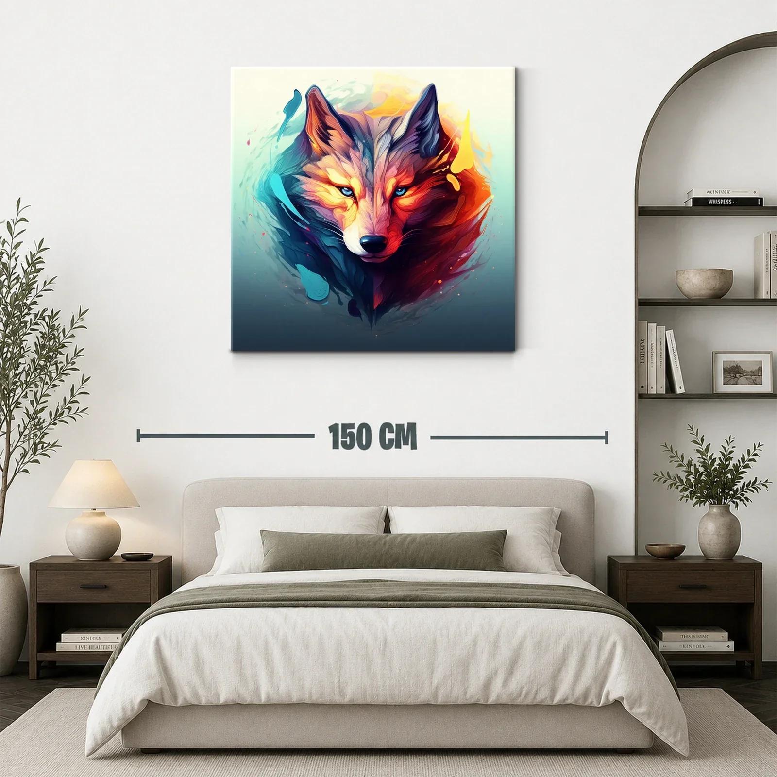 Retrato vibrante de lobo con contraste de fuego y hielo — miniatura 3