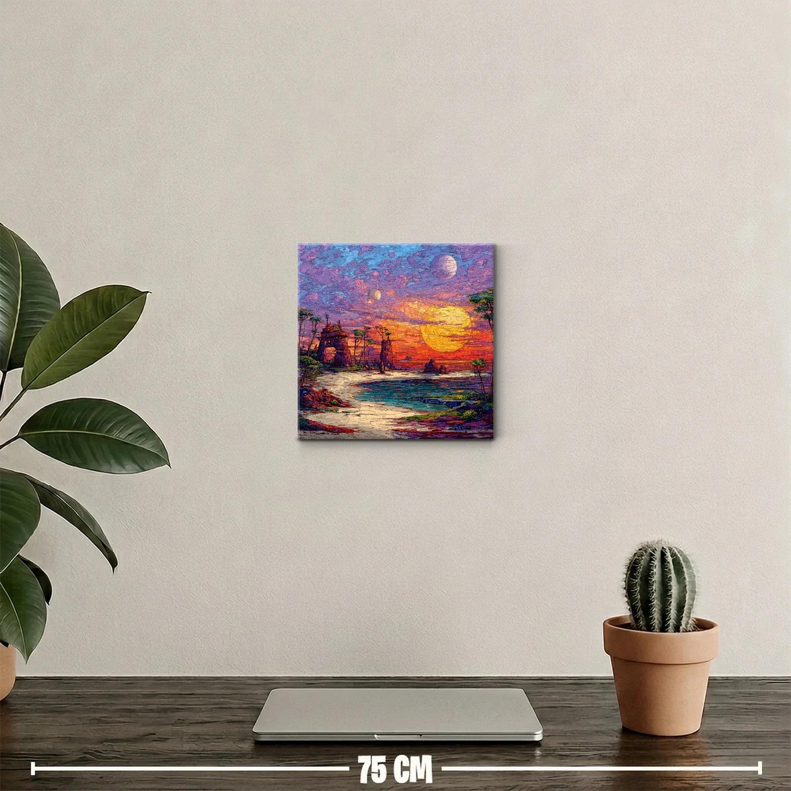 Paisaje Onírico con Dos Lunas al Atardecer — miniatura 2