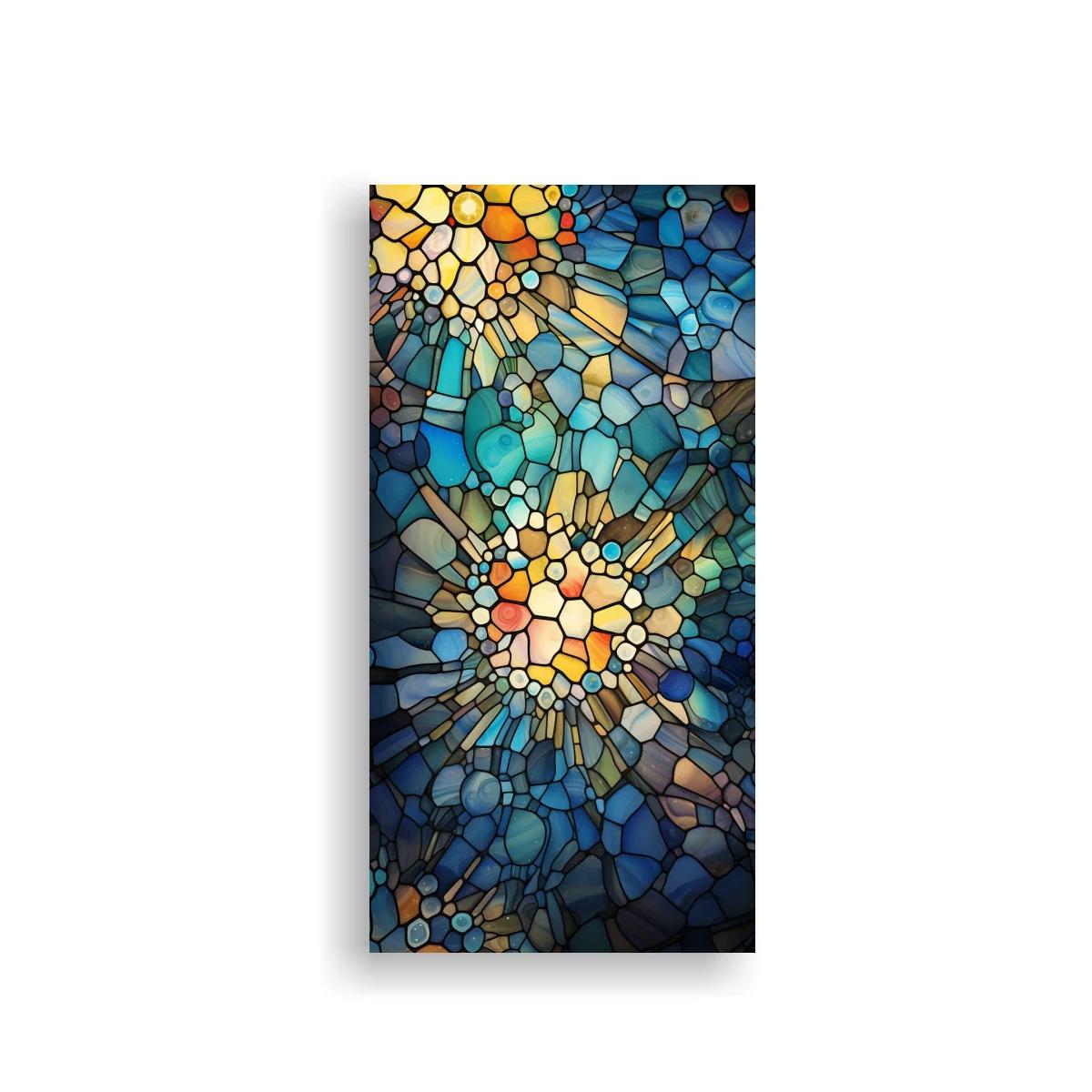 Cuadro mosaico abstracto tipo vidriera con brillo radial