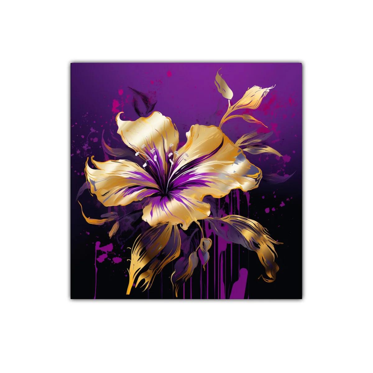 Flor dorada vibrante sobre fondo púrpura intenso — imagen principal