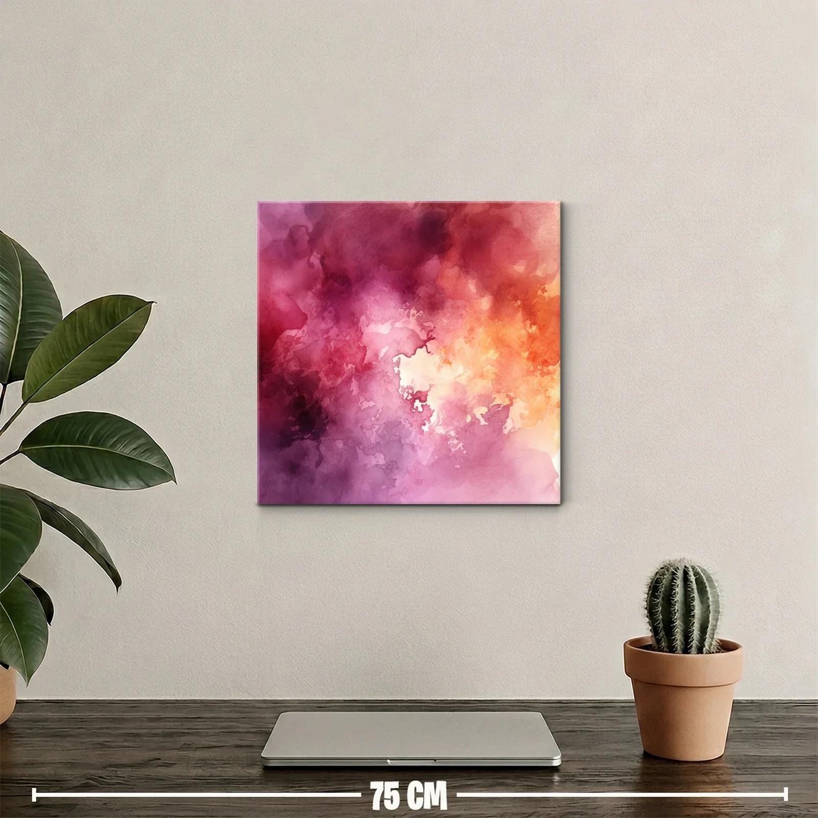 Cuadro abstracto con tonos cálidos y violetas intensos — miniatura 2