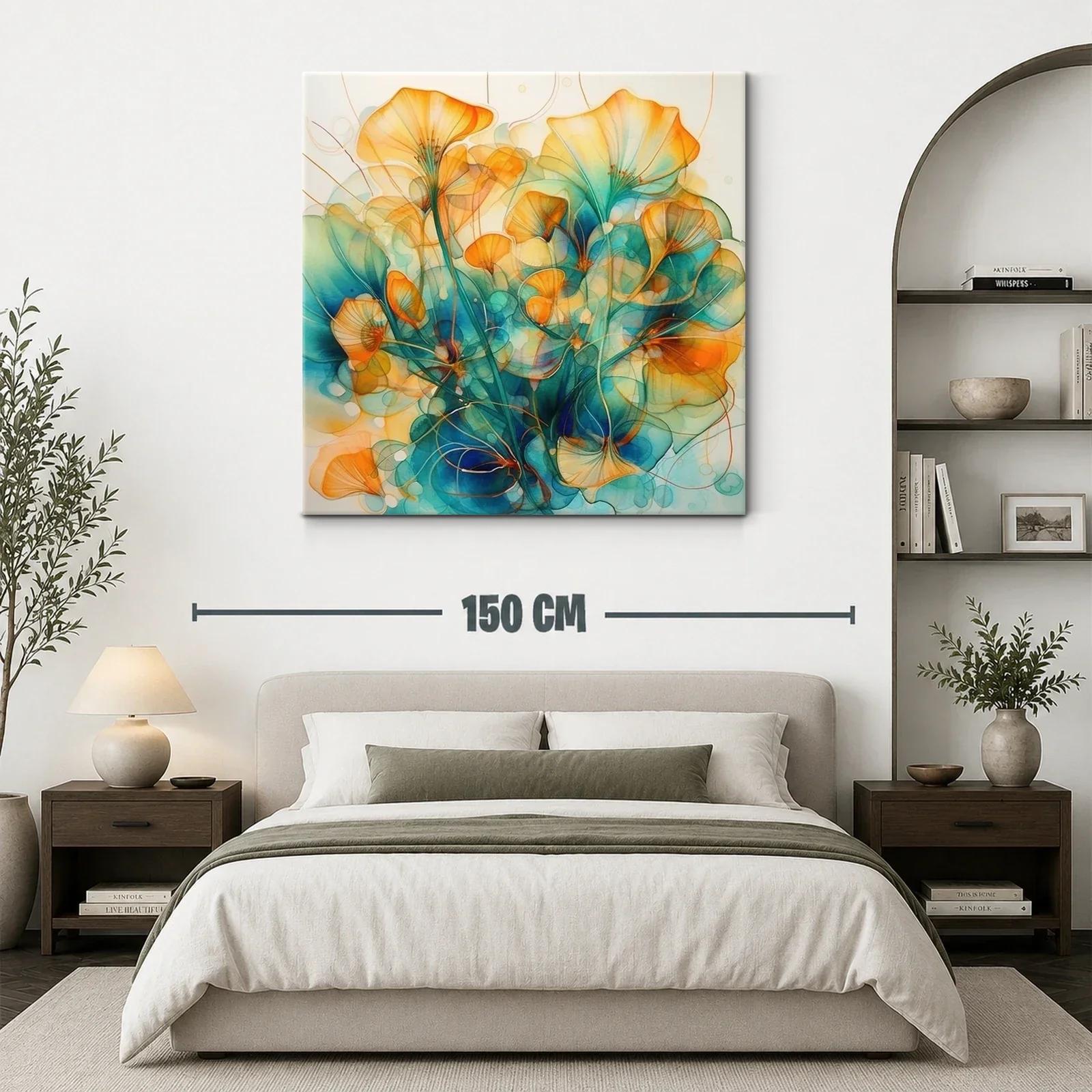 Floración abstracta en tonos cálidos y azules vibrantes — miniatura 3