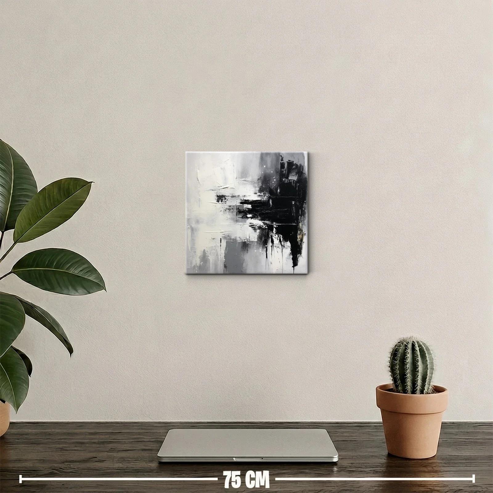 Cuadro abstracto en tonos blanco negro y gris para decoración moderna — miniatura 2