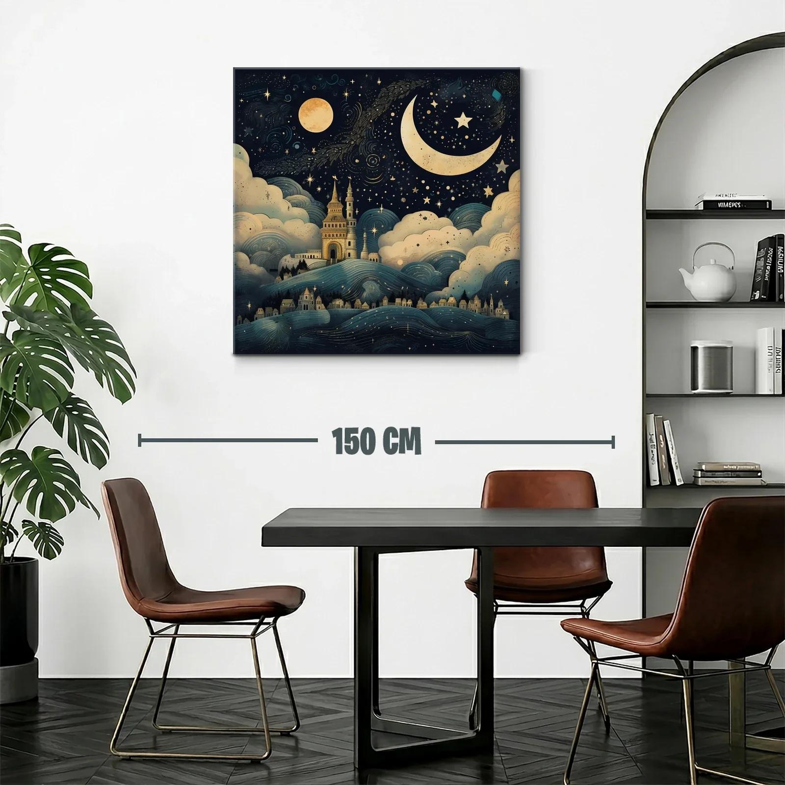 Paisaje nocturno con castillo y cielo estrellado mágico — miniatura 2