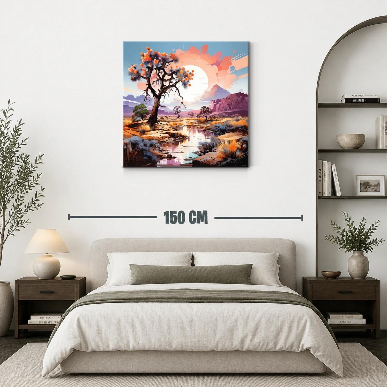 Paisaje desértico con árbol y reflejos al atardecer — miniatura 3
