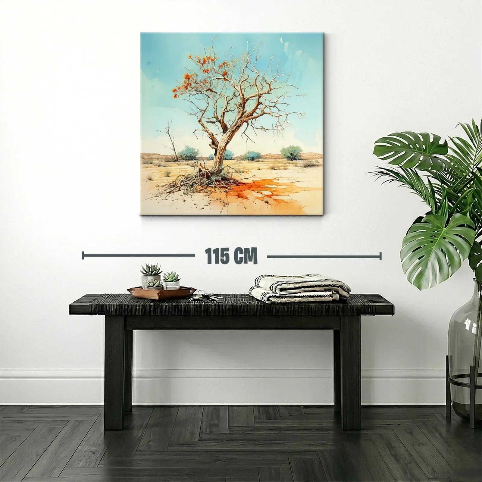Árbol Seco con Flores Naranjas en Paisaje Árido — miniatura 2