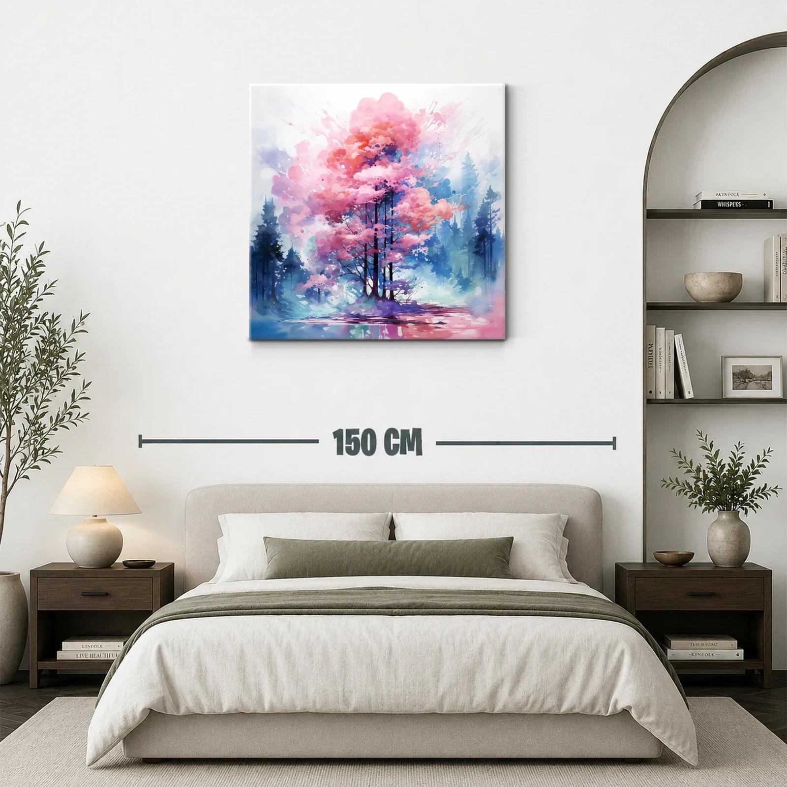 Árbol en tonos rosas y azules creando atmósfera serena — miniatura 3